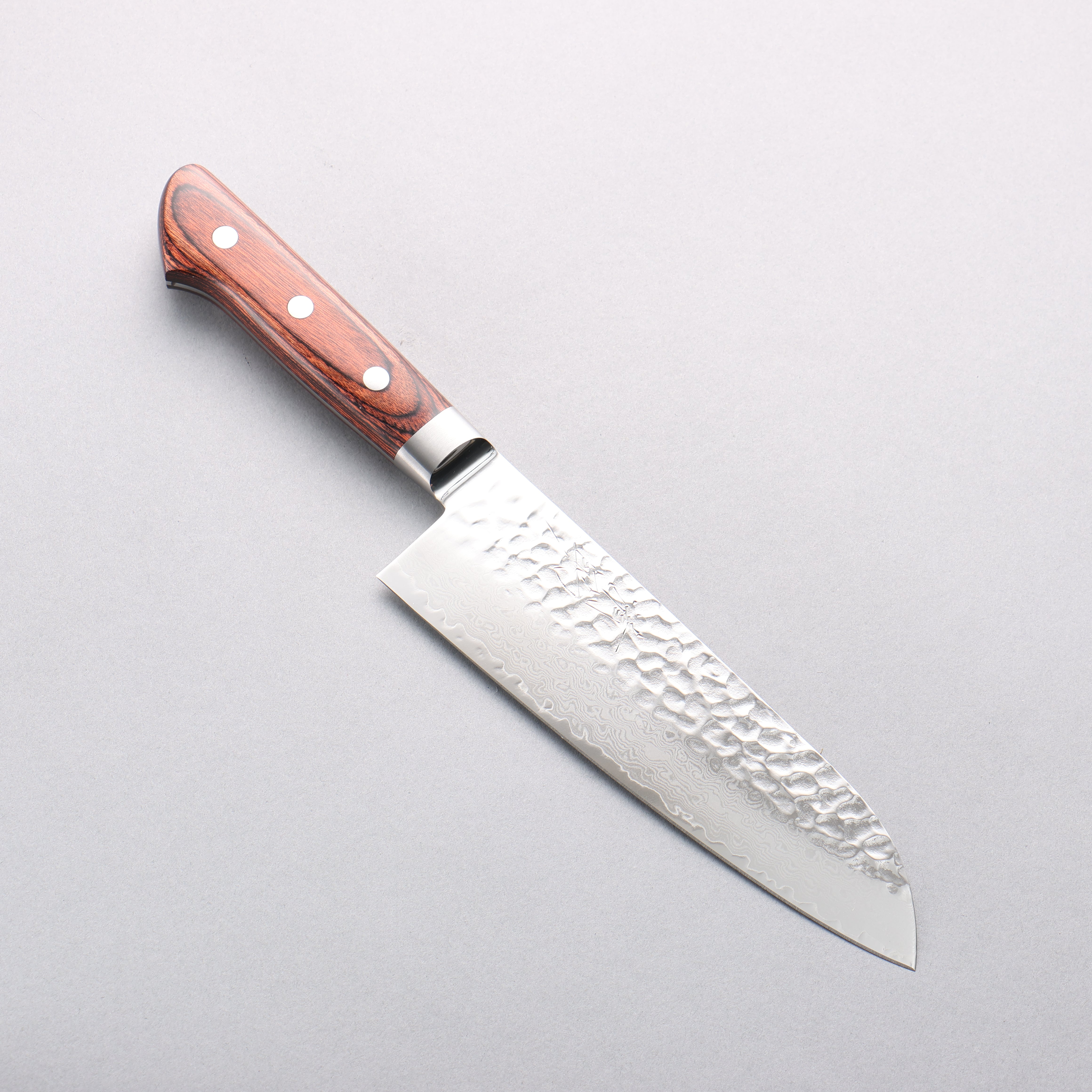 Seisuke VG10 33 Layer Damascus Santoku 170mm Brown Pakka wood Handle with Sheath - Japanny - Best Japanese Knife