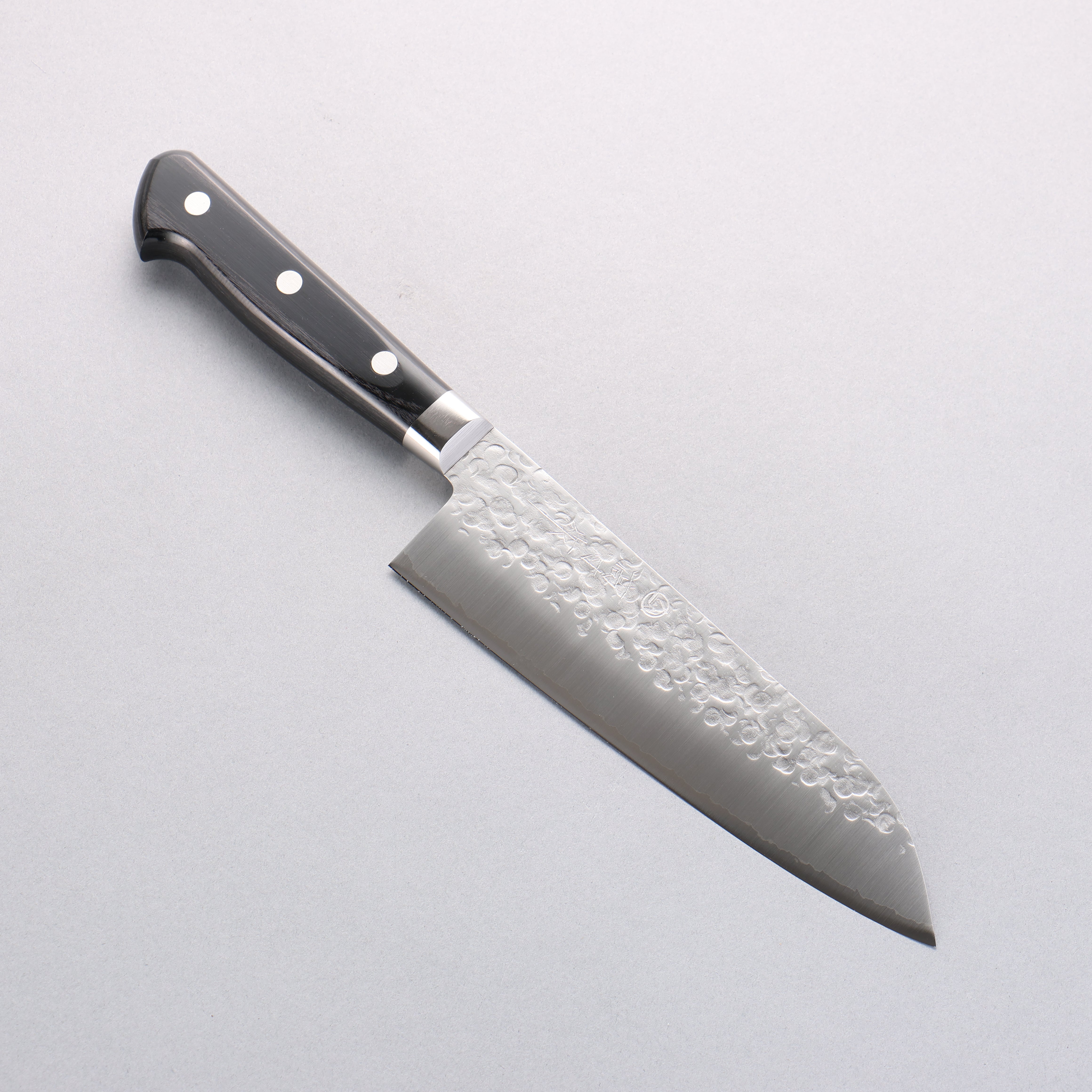 Takamura Knives VG10 Hammered Santoku 170mm with Black Pakka wood Handle - Japanny - Best Japanese Knife