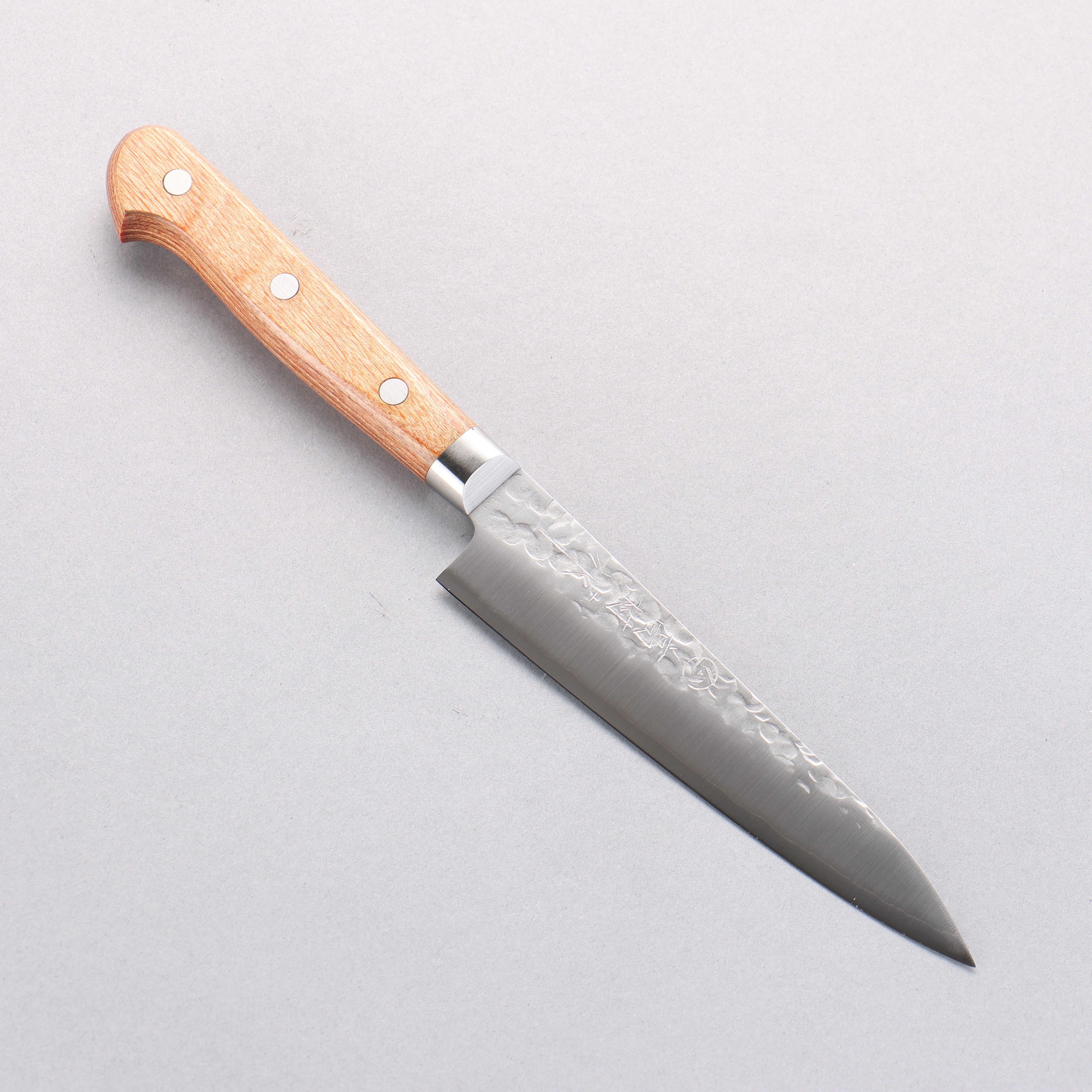 Takamura Knives Chromax Steel Hammered Petty-Utility 130mm Brown Pakka wood Handle - Japanny - Best Japanese Knife