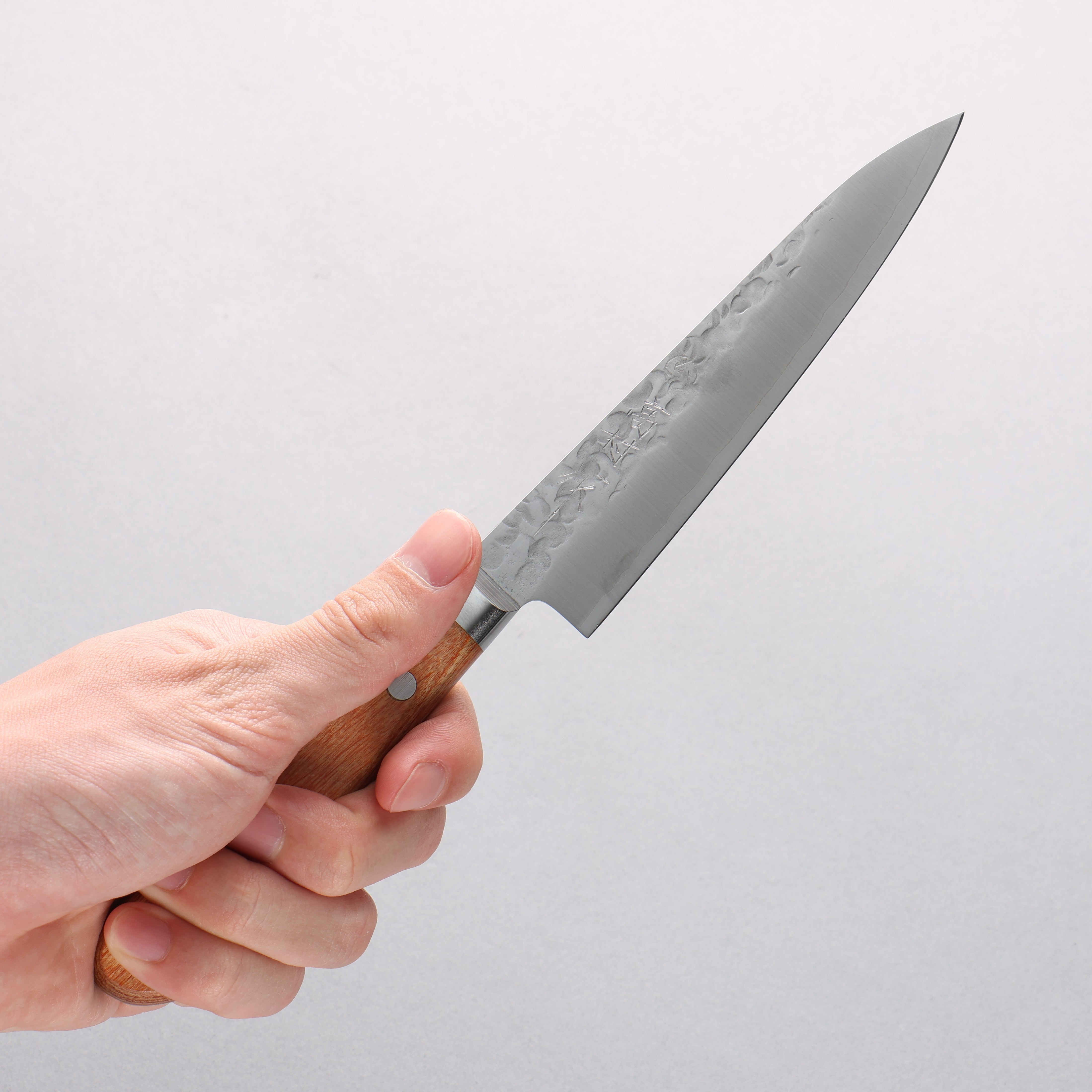 Takamura Knives Chromax Steel Hammered Petty-Utility 130mm Brown Pakka wood Handle - Japanny - Best Japanese Knife