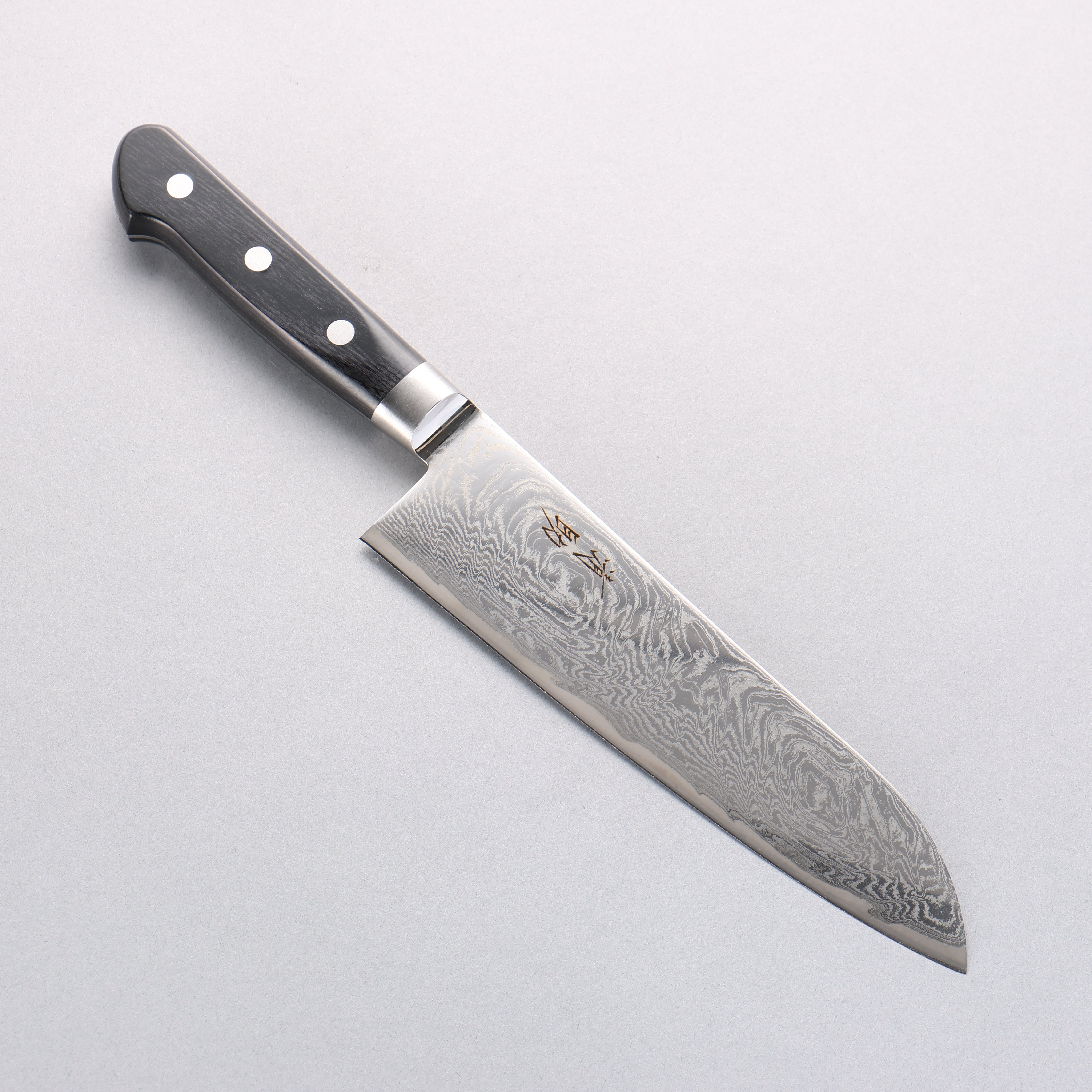 Seisuke Nami AUS10 Mirrored Finish Damascus Santoku 180mm Black Pakka wood Handle - Japanny - Best Japanese Knife