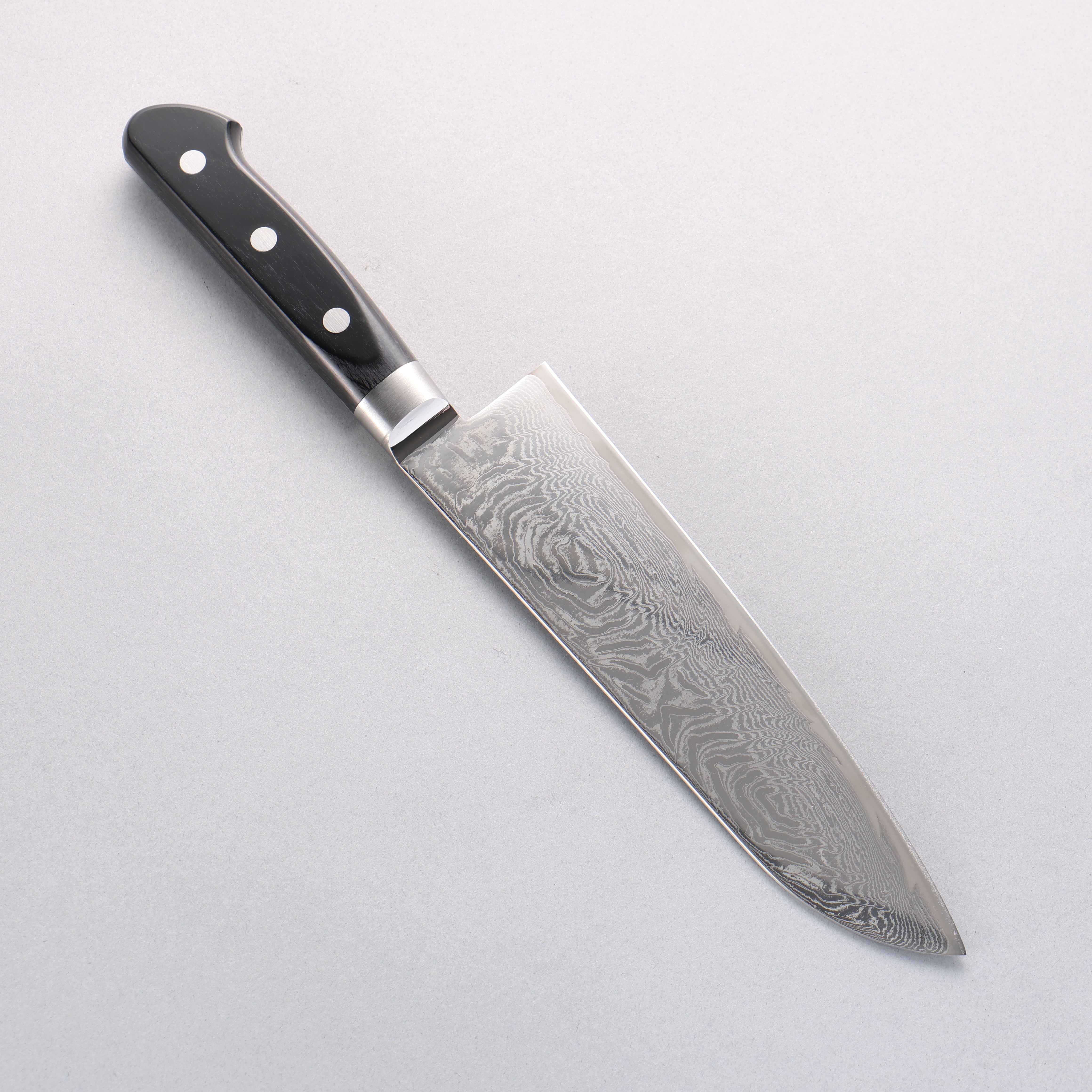 Seisuke Nami AUS10 Mirrored Finish Damascus Santoku 180mm Black Pakka wood Handle - Japanny - Best Japanese Knife