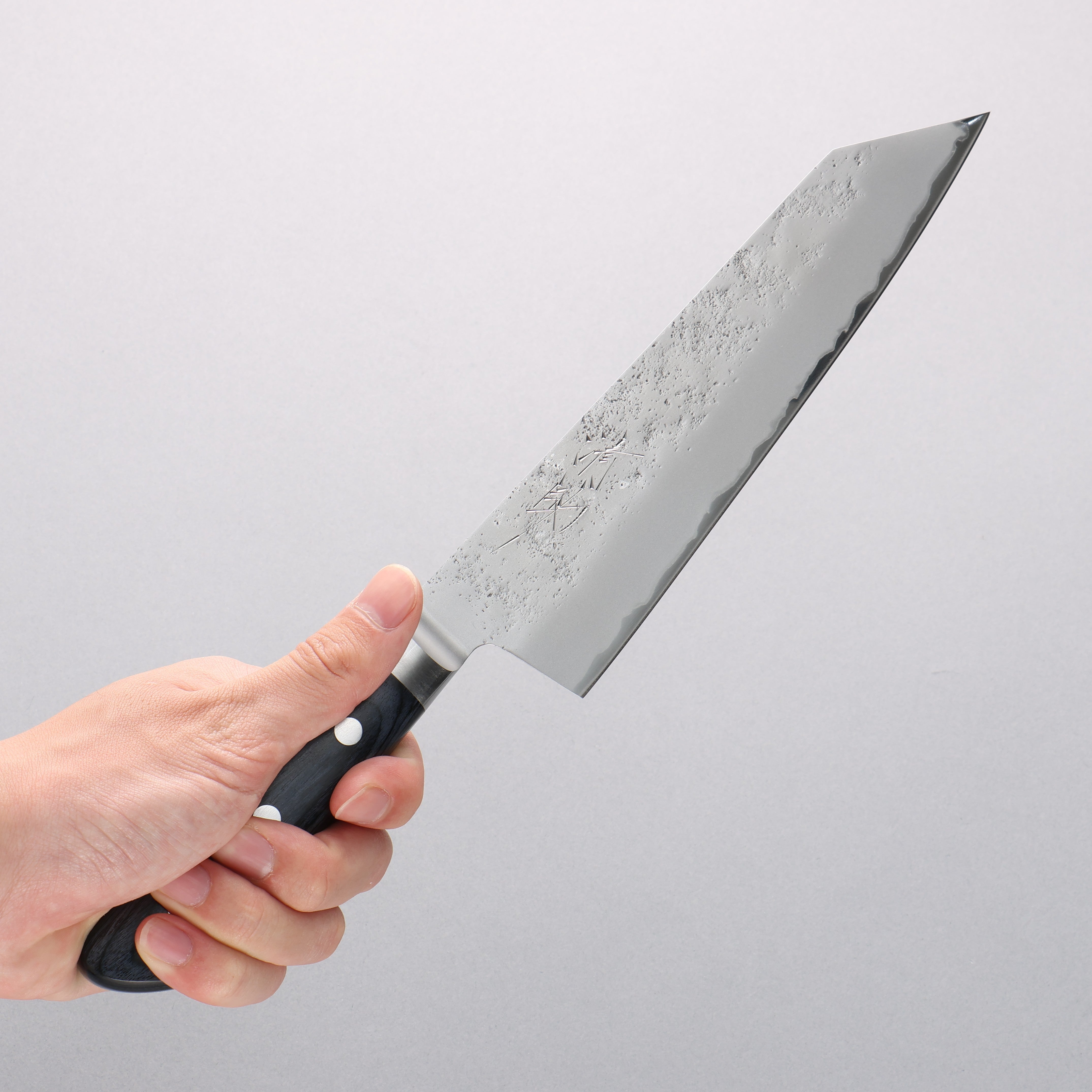 Seisuke Blue Steel No.2 Nashiji Kiritsuke Santoku 195mm Navy blue Pakka wood Handle - Japanny - Best Japanese Knife