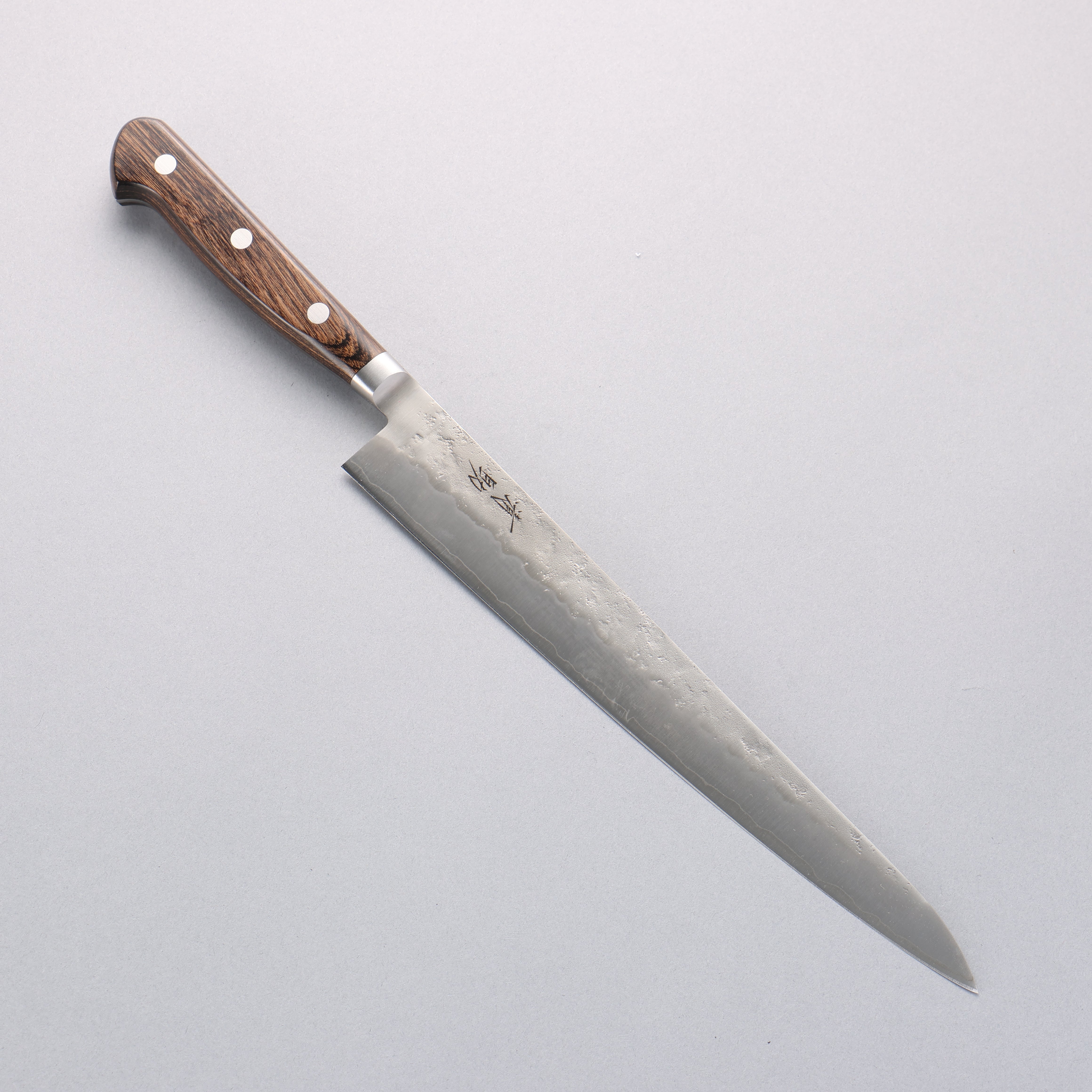 Seisuke Silver Steel No.3 Nashiji Sujihiki 240mm Brown Pakka wood Handle - Japanny - Best Japanese Knife