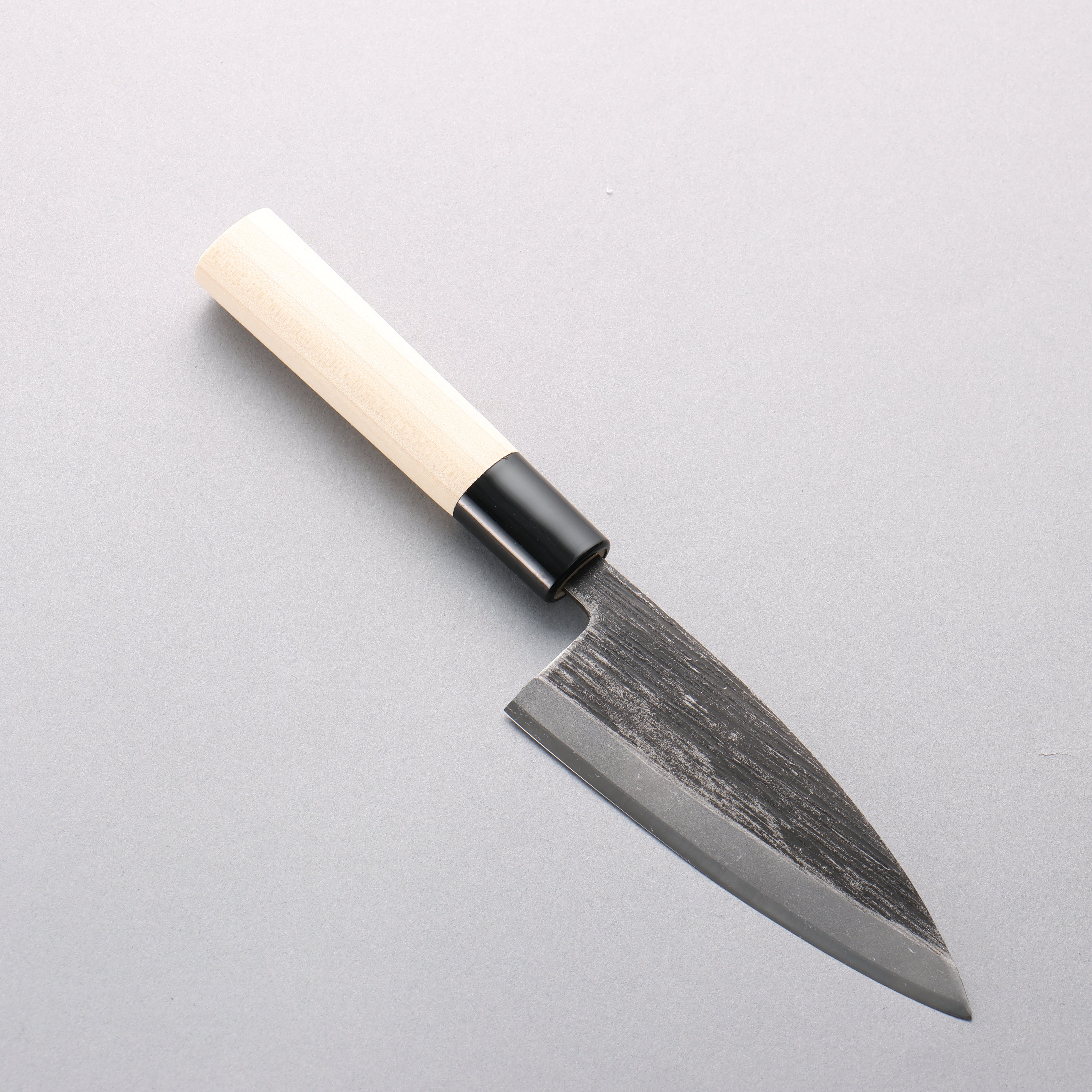 Sakai Takayuki Blue Steel No.2 Black Finished Vertical Stripes Ajikiri 120mm Magnolia (Ferrule: Black Plastic) Handle - Japanny - Best Japanese Knife