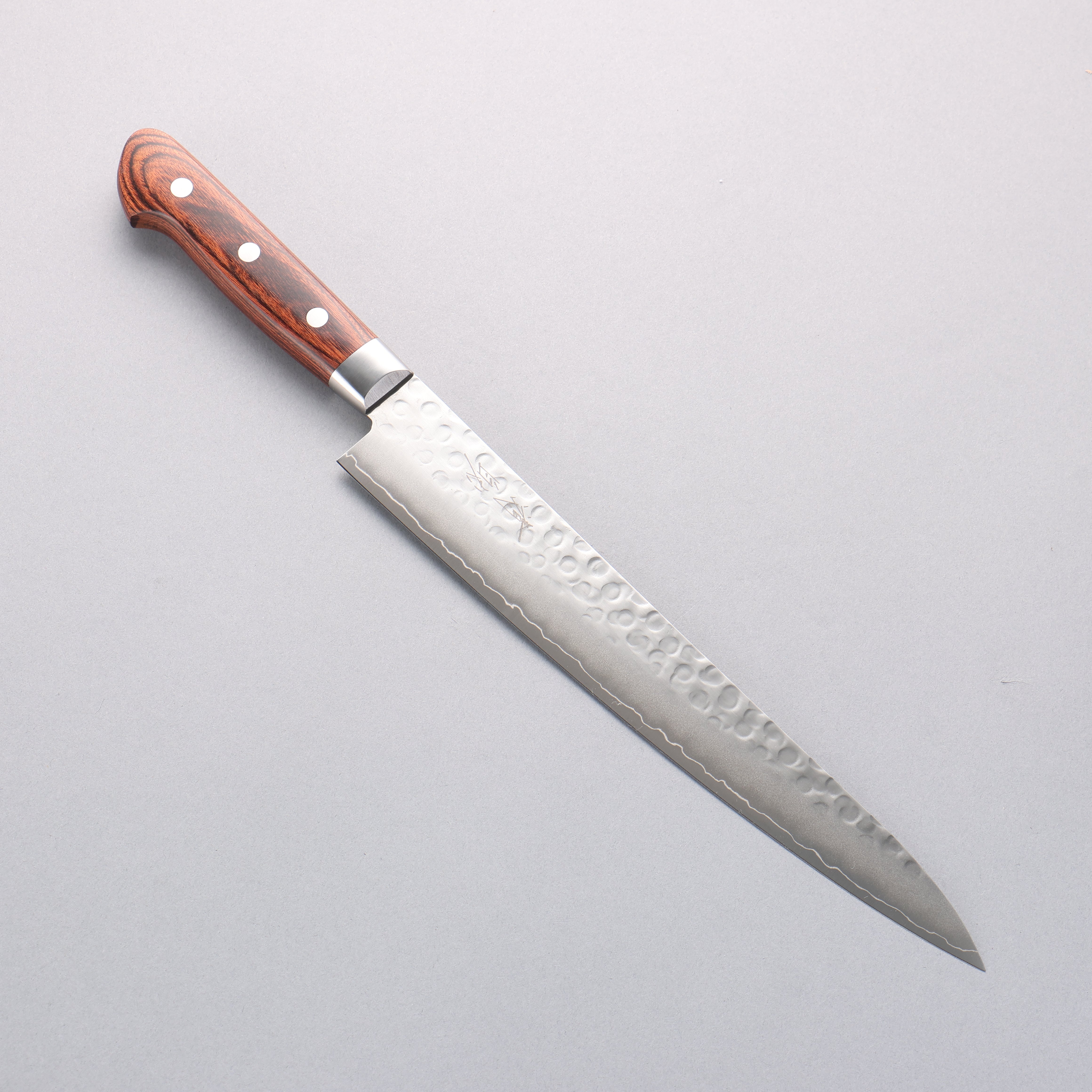 Seisuke Swedish Steel-stn Hammered Sujihiki 240mm Mahogany Handle - Japanny - Best Japanese Knife