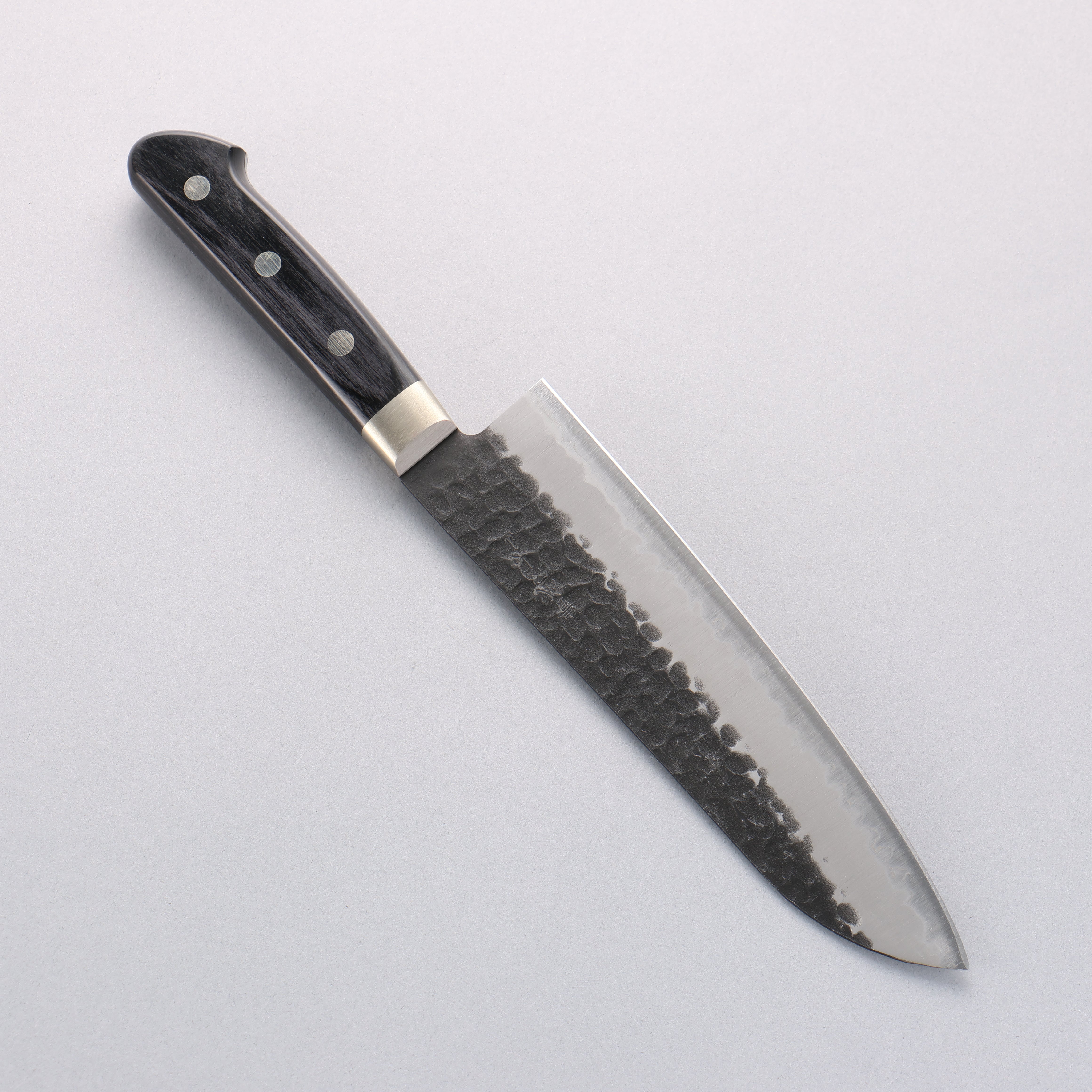Seisuke Blue Super Hammered Black Finished Santoku 180mm Black Pakka wood Handle - Japanny - Best Japanese Knife