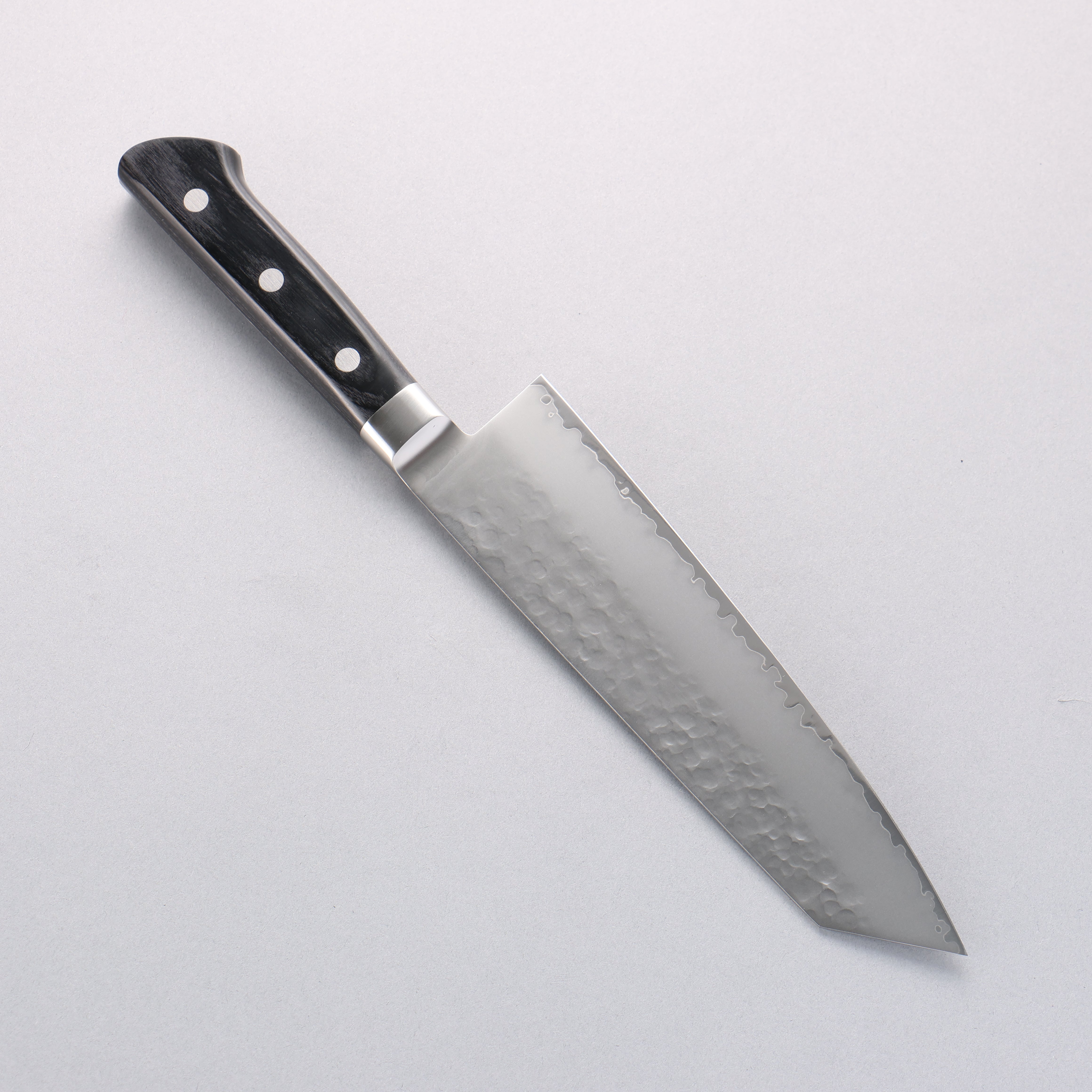 Seisuke VG5 Hammered Kasumitogi Kiritsuke Santoku 190mm Black Pakka wood Handle - Japanny - Best Japanese Knife