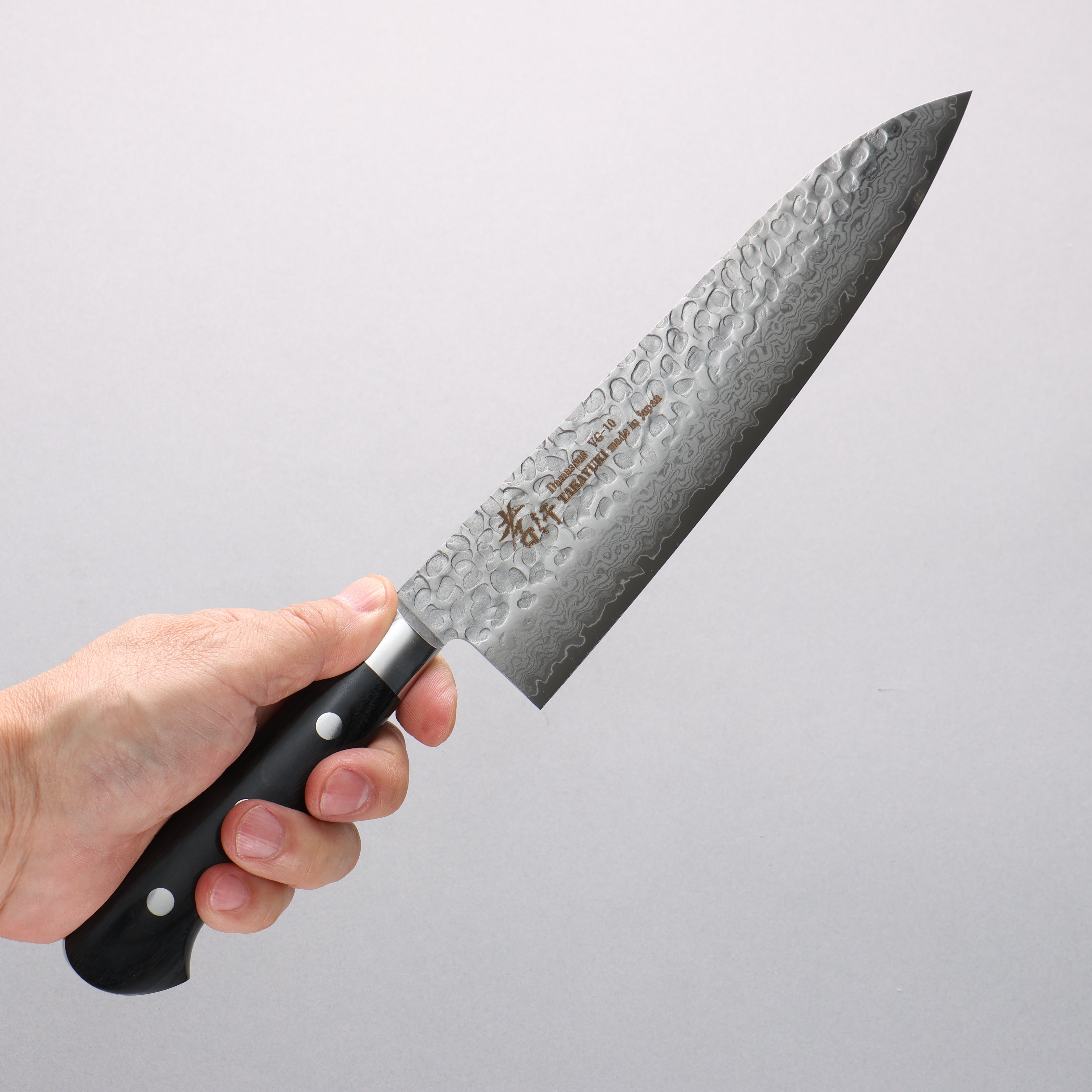 Sakai Takayuki VG10 Hammered Damascus 17 Layer Gyuto 210mm Black Pakka wood Handle - Japanny - Best Japanese Knife