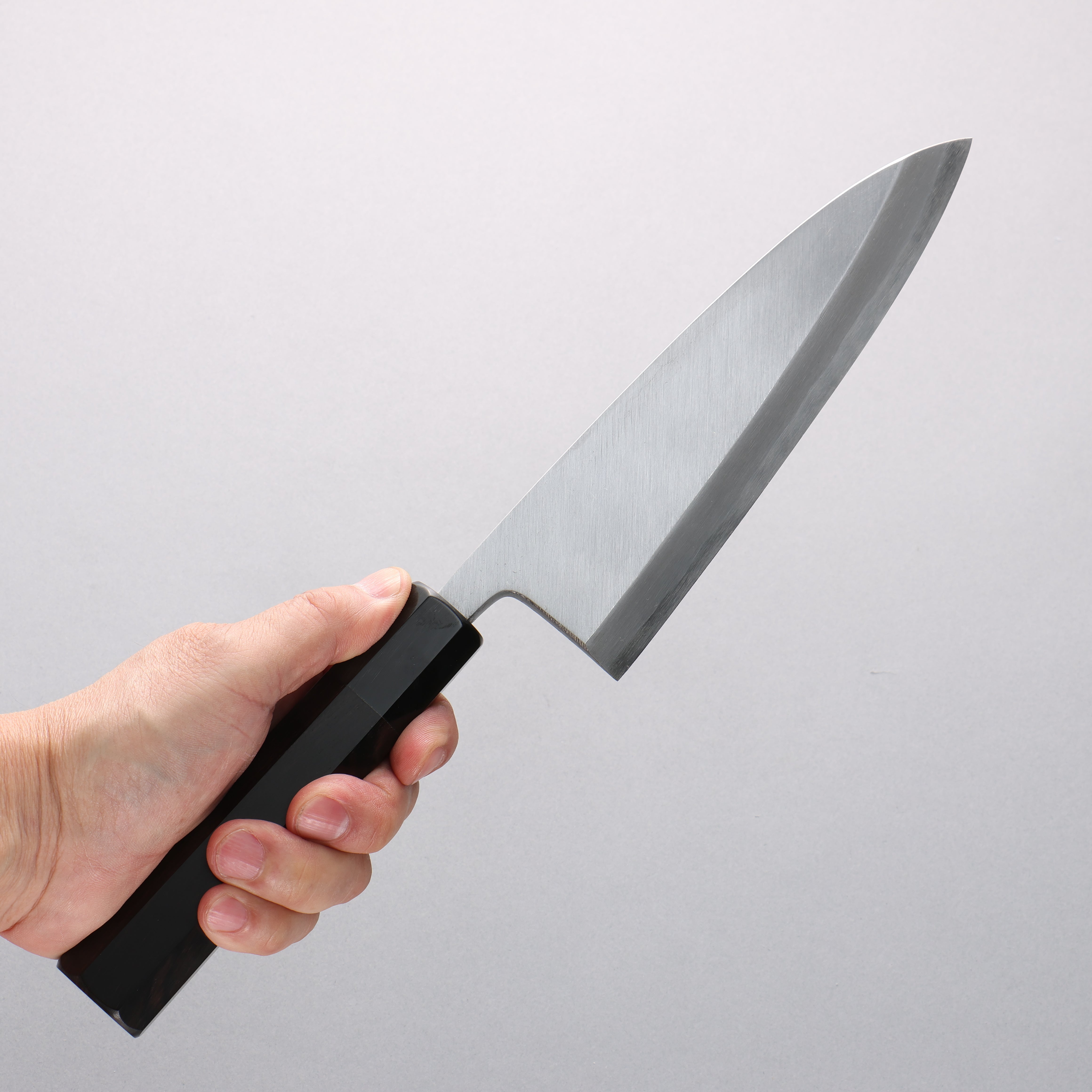 Minamoto Akitada Blue Steel No.2 Aideba 180mm Ebony Wood (ferrule: Black Water Buffalo Horn) Handle - Japanny - Best Japanese Knife