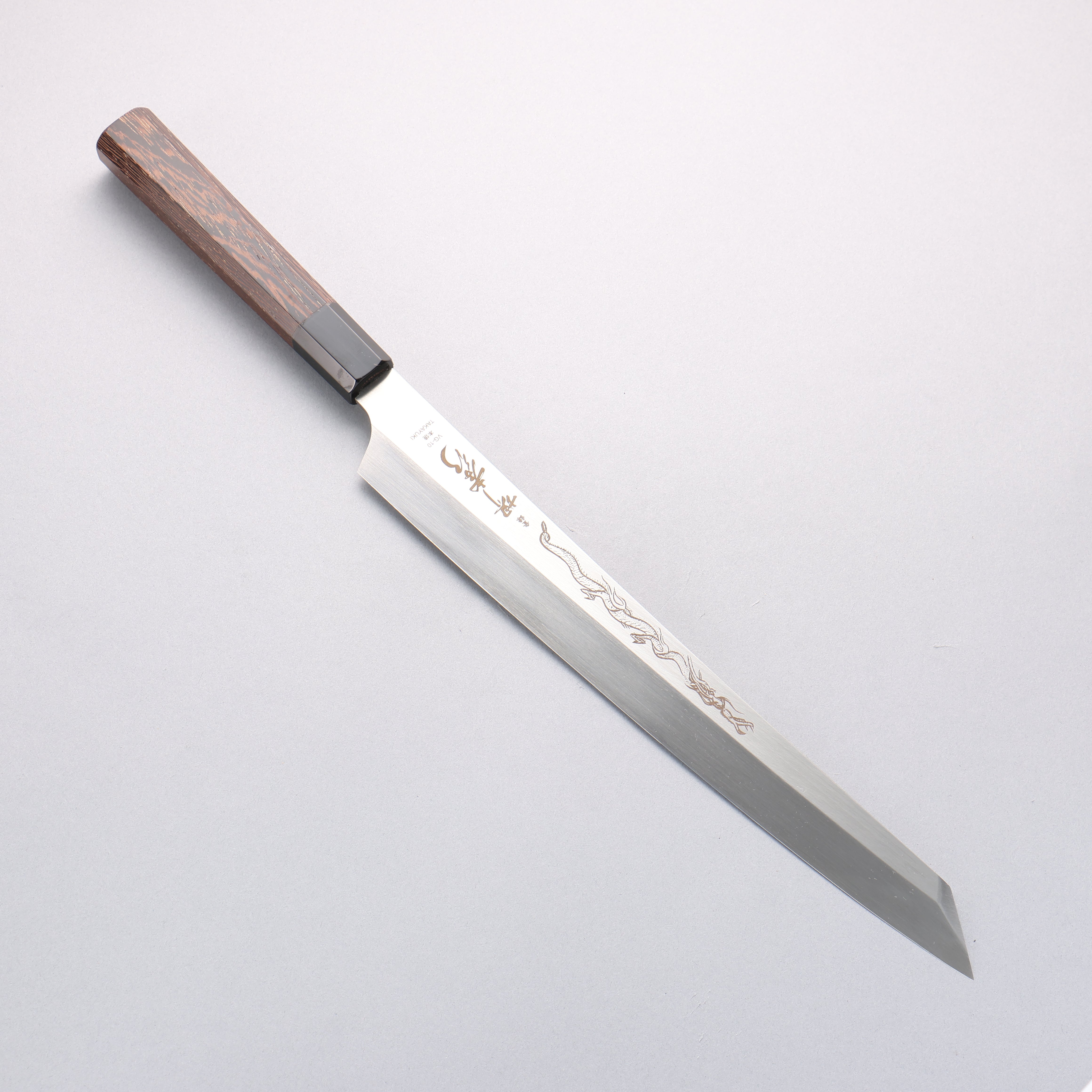 Sakai Takayuki Honyaki VG10 Dragon engraving Kengata Yanagiba 300mm Wenge Handle with Sheath - Japanny - Best Japanese Knife