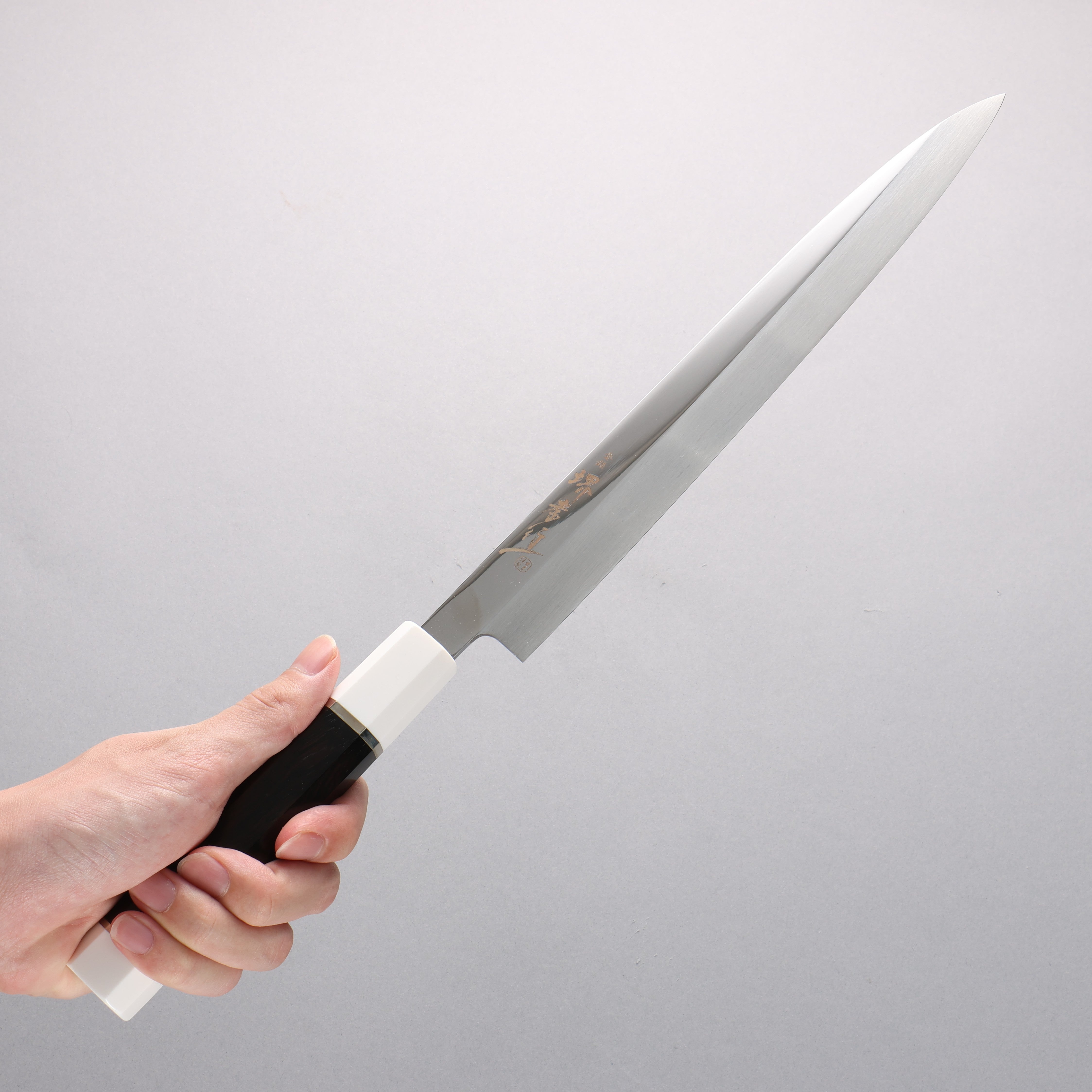 Sakai Takayuki Ginryu Honyaki Swedish Steel Mirrored Finish Yanagiba 270mm Ebony Wood Handle with Sheath - Japanny - Best Japanese Knife