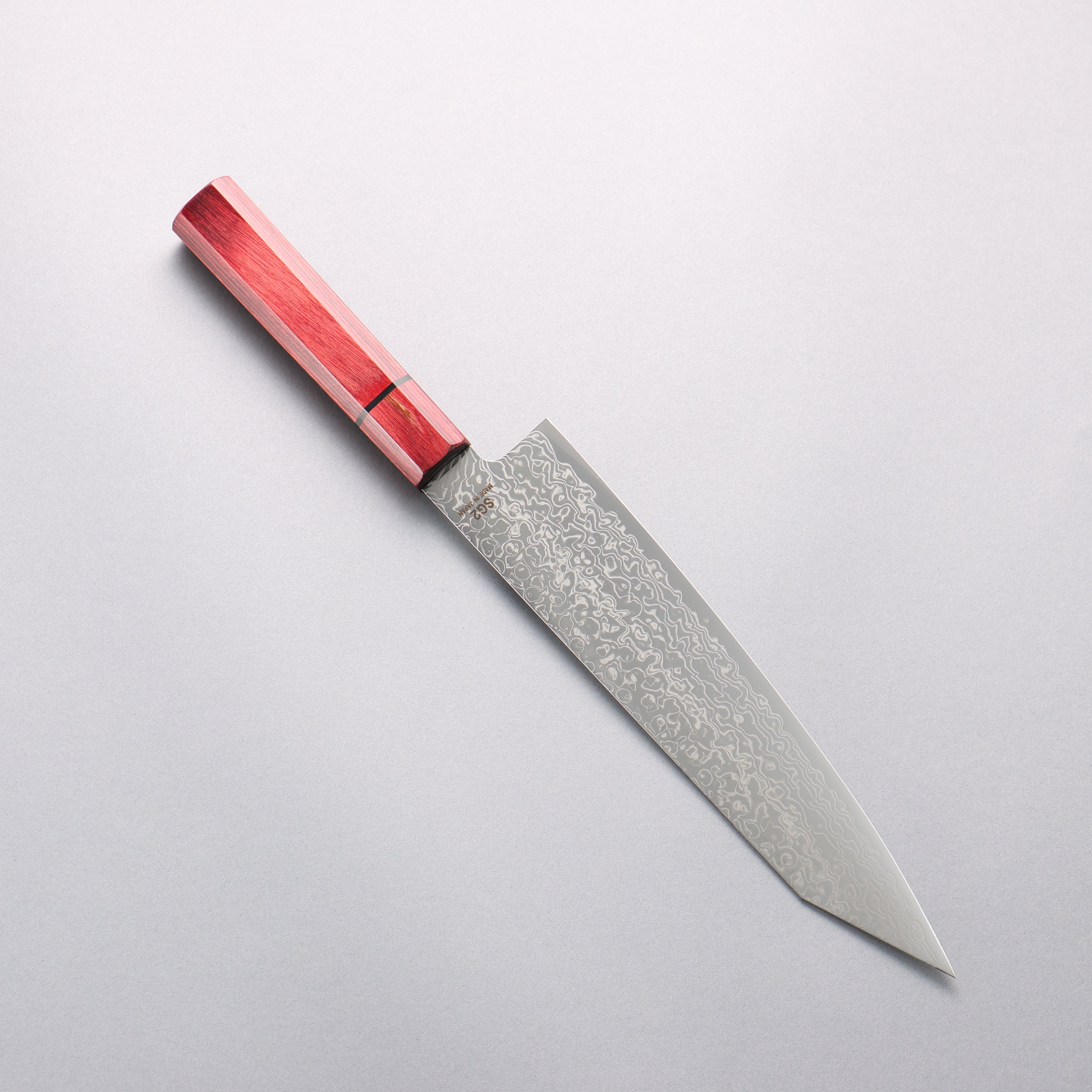 Higuchi SG2 Damascus Migaki Finished Kiritsuke Gyuto 210mm Red Pakka wood Handle - Japanny - Best Japanese Knife