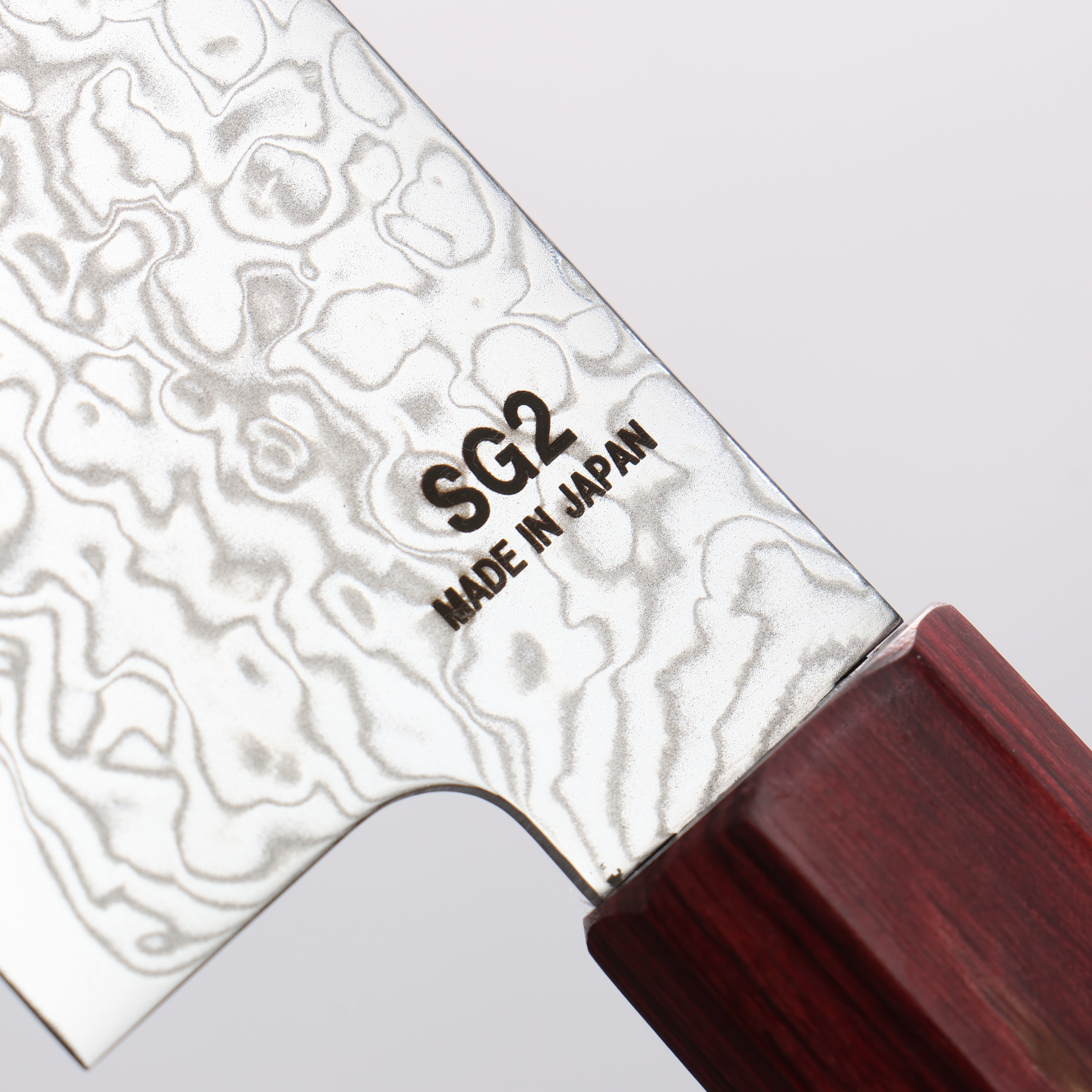 Higuchi SG2 Damascus Migaki Finished Kiritsuke Gyuto 210mm Red Pakka wood Handle - Japanny - Best Japanese Knife