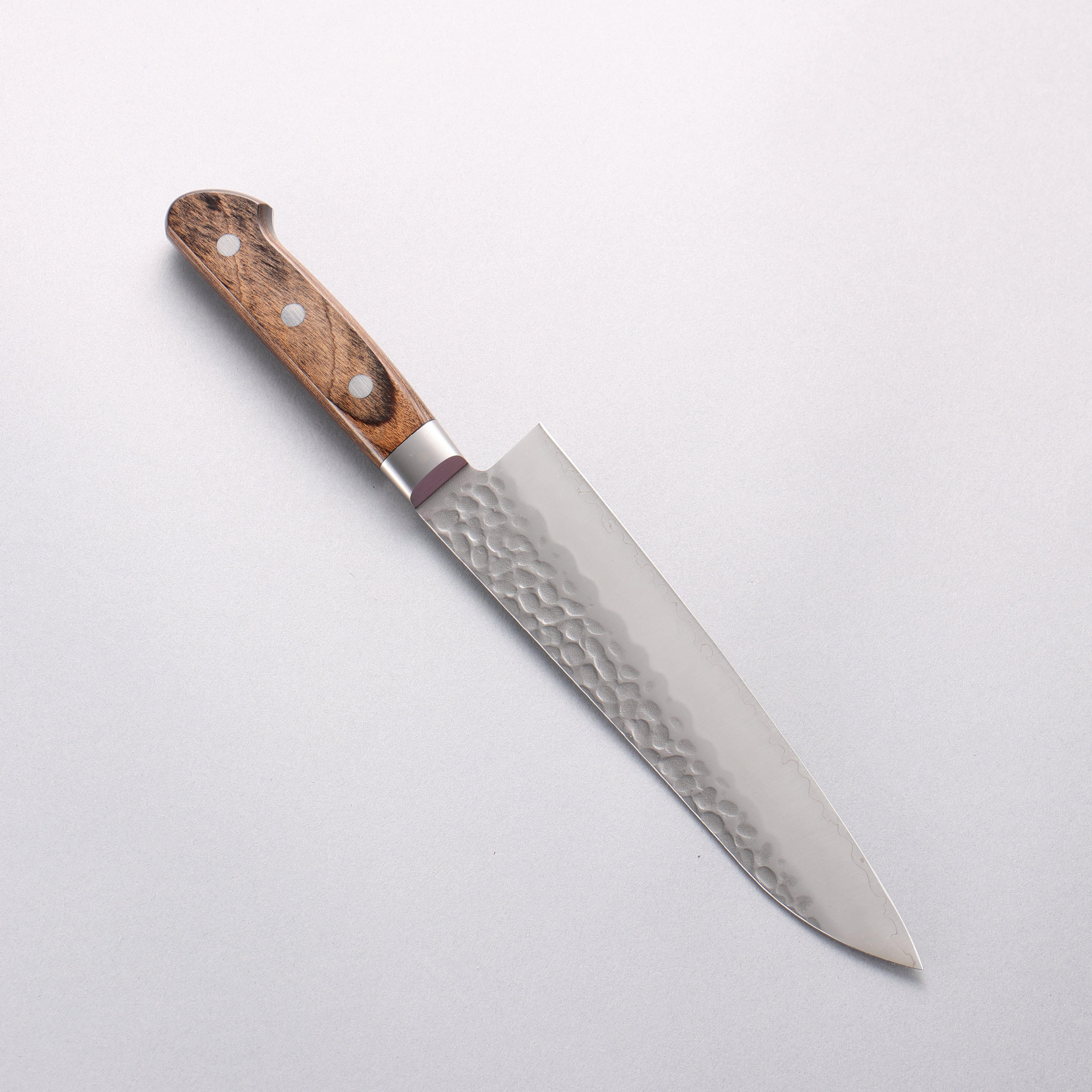 Seisuke AUS8 Hammered Gyuto 180mm Brown Pakka wood Handle - Japanny - Best Japanese Knife