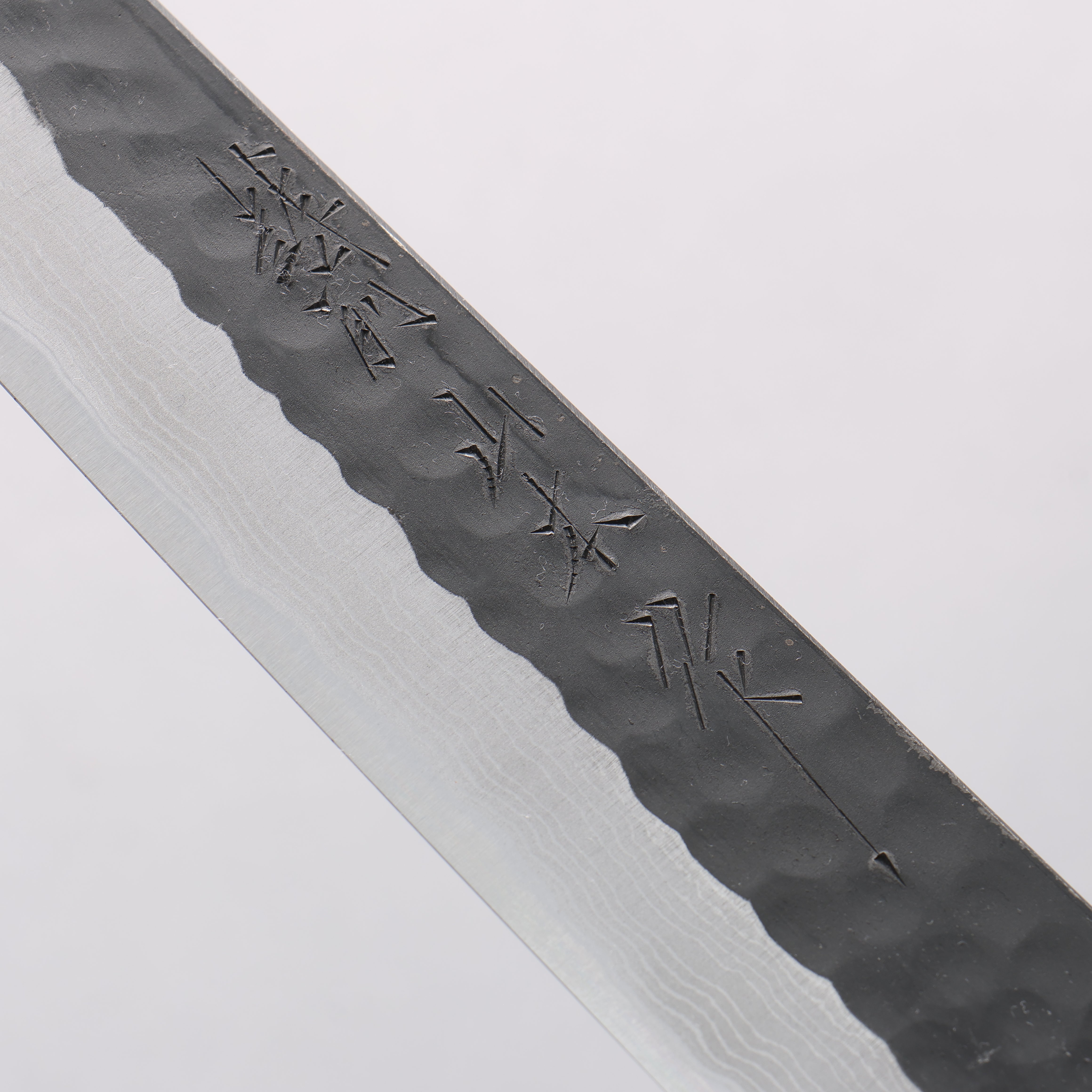 Nao Yamamoto Blue Super Kurouchi Hammered Damascus Yanagiba 240mm Rosewood Handle - Japanny - Best Japanese Knife