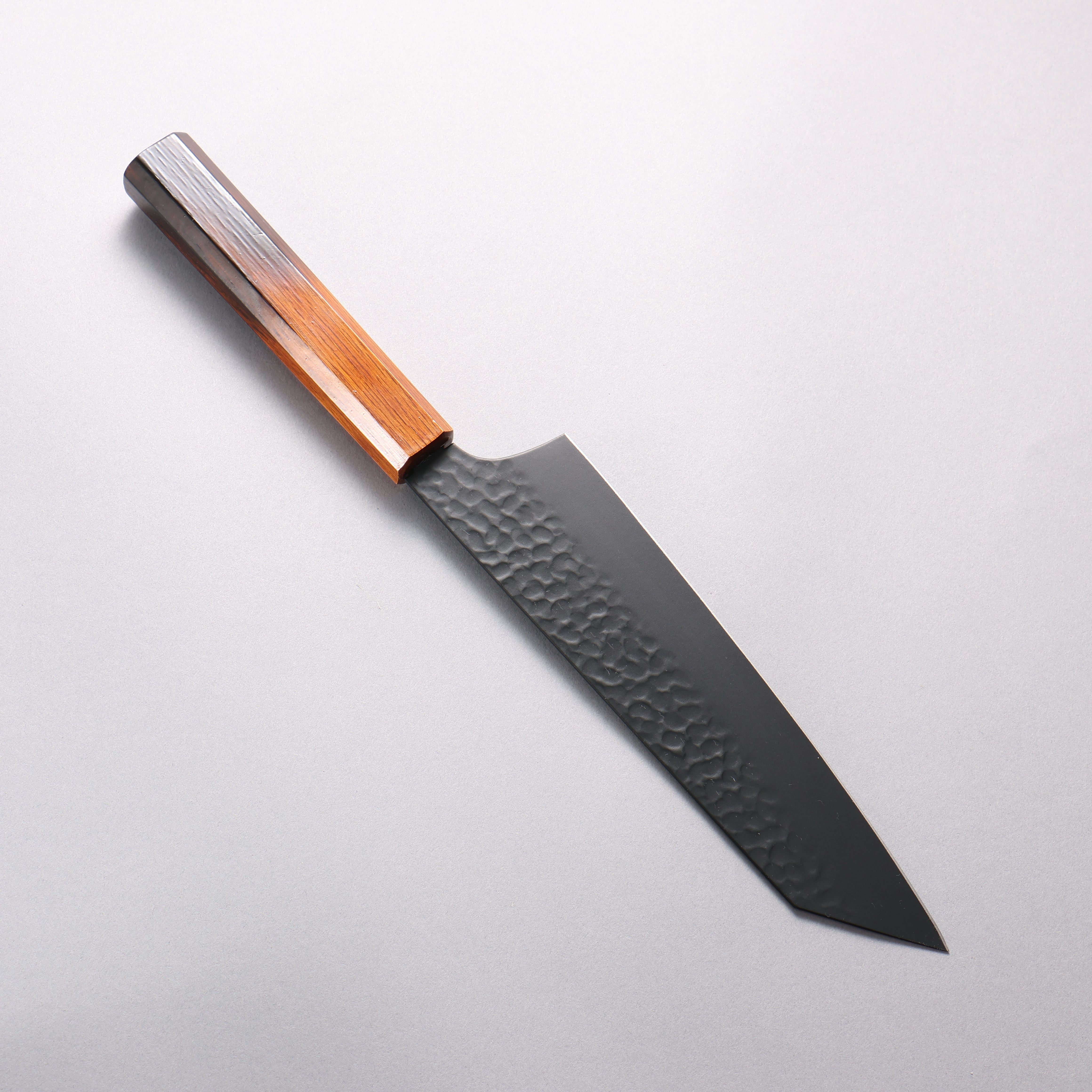Sakai Takayuki Kurokage VG10 Hammered Teflon Coating Kiritsuke Gyuto 190mm Burnt Oak (Lacquered) Handle - Japanny - Best Japanese Knife