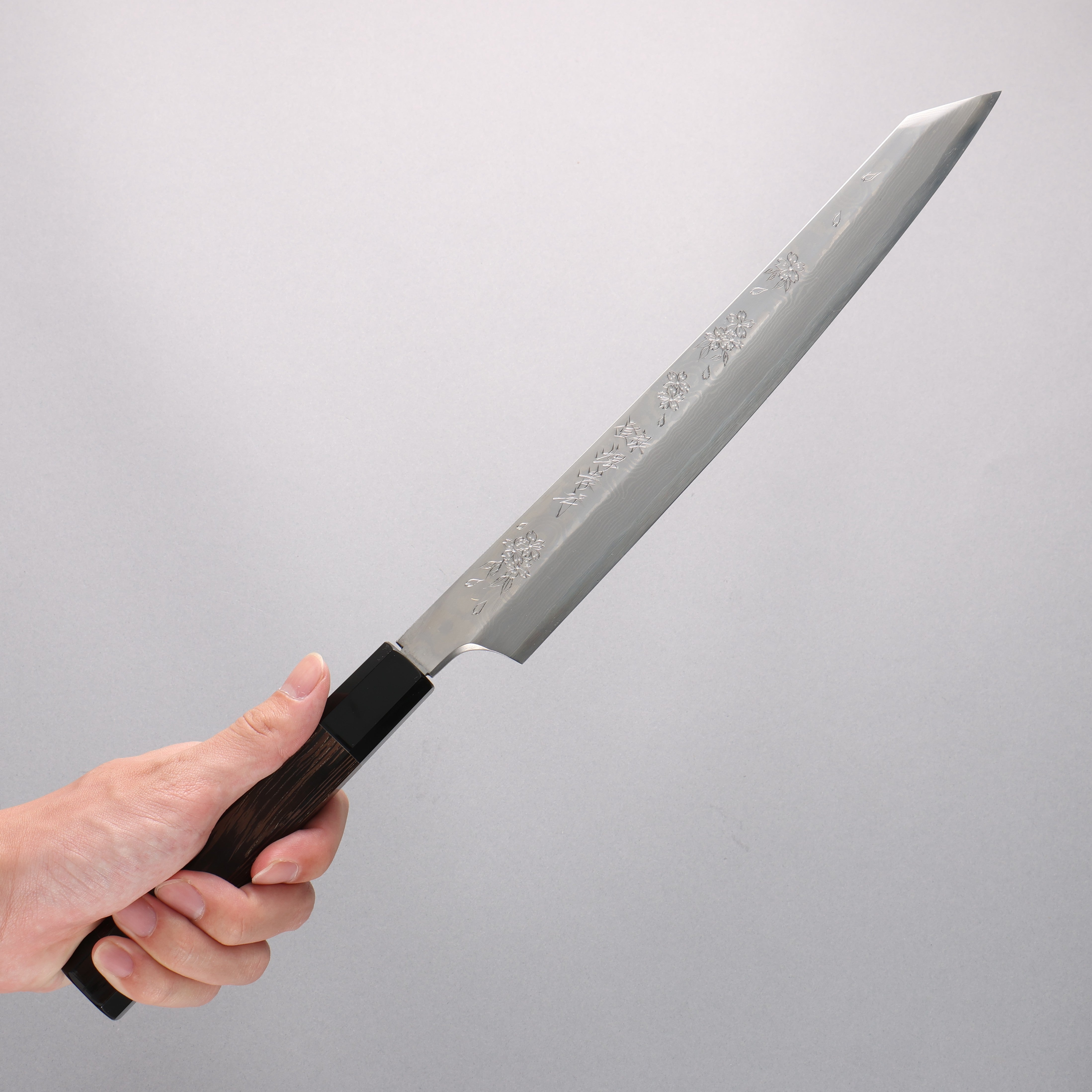 Sakai Takayuki Hien Silver Steel No.3 Yanagiba Wenge with Double Water Buffalo Ring Handle with Sheath - Japanny - Best Japanese Knife