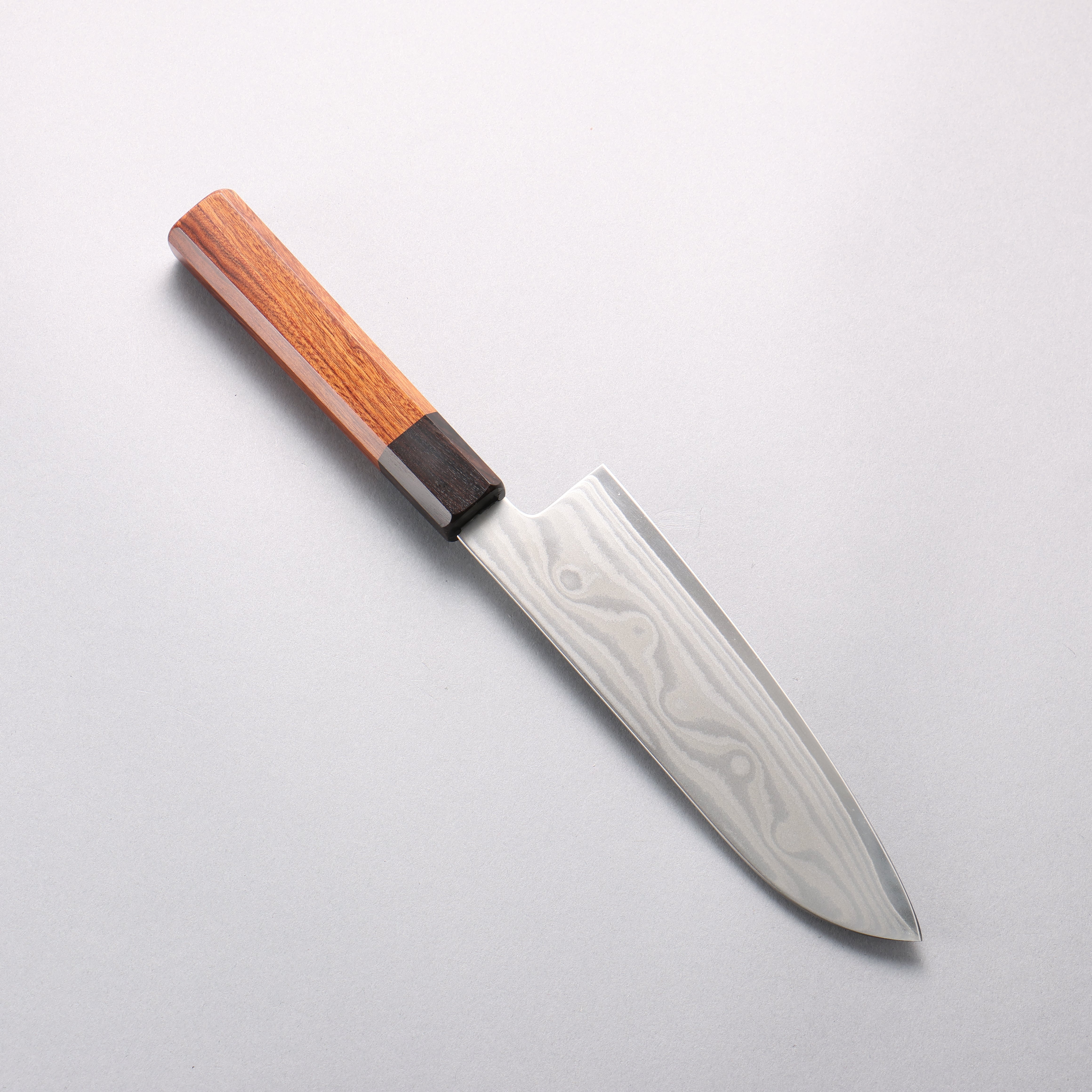 Sakai Takayuki Grand Chef Hamon Böhler SP Steel 45 Layer Damascus Santoku 170mm Rosewood (Ferrule: Black Pakka Wood) Handle - Japanny - Best Japanese Knife