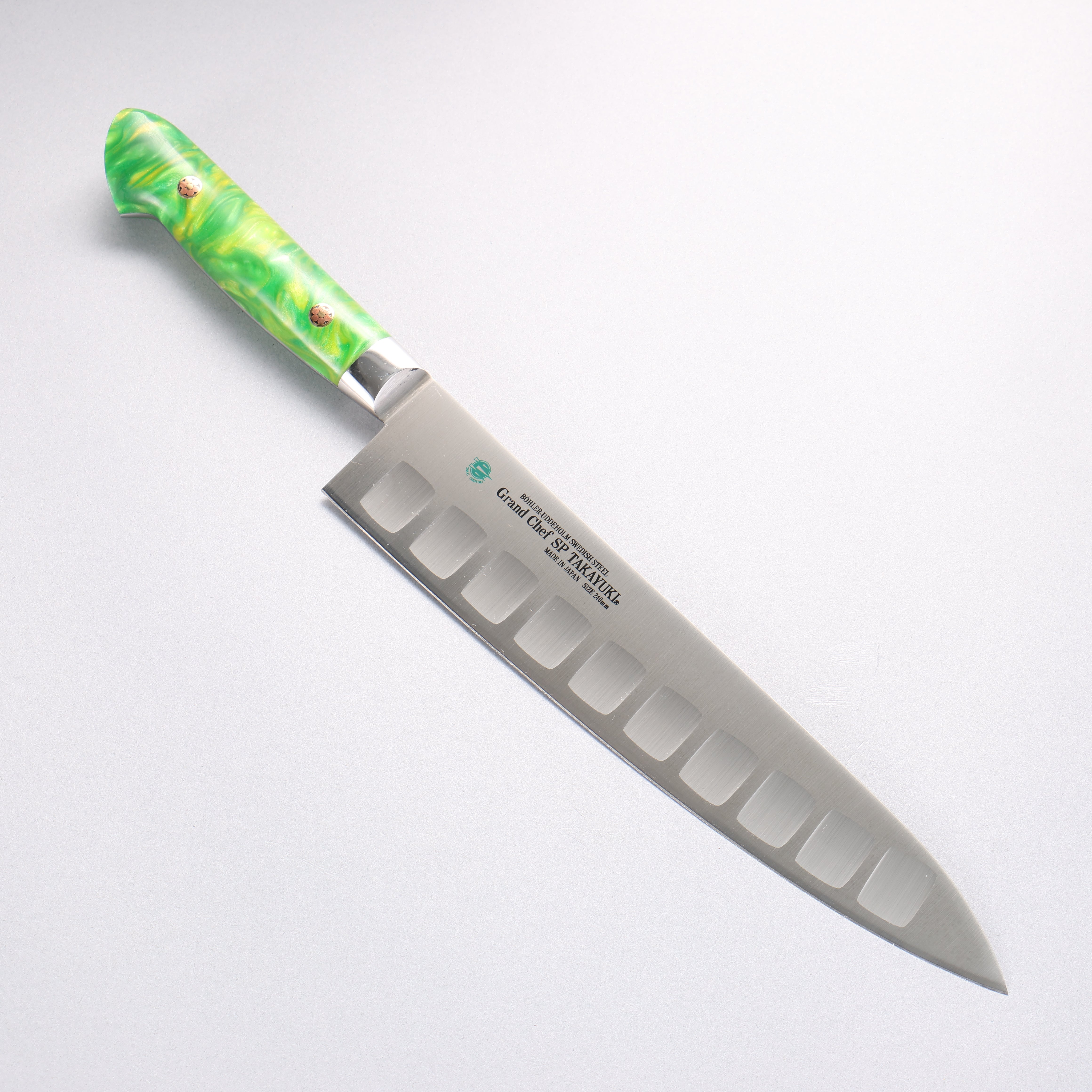 Sakai Takayuki Grand Chef SP Uddeholm Swedish stain-resistant steel Gyuto Salmon 240mm SP Type III (Jungle) Handle - Japanny - Best Japanese Knife