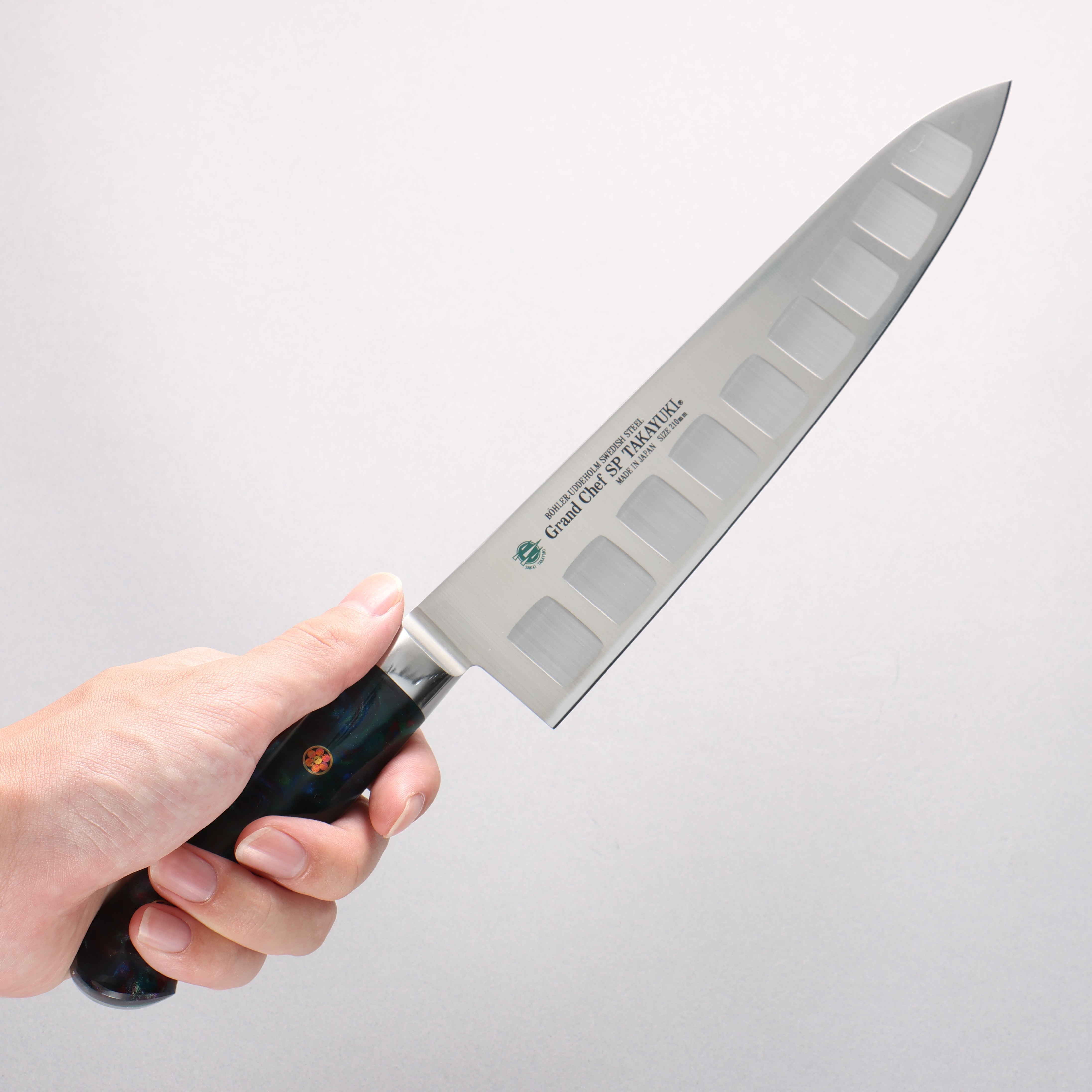 Sakai Takayuki Grand Chef SP Uddeholm Swedish stain-resistant steel Gyuto Salmon 210mm SP Type III (Galaxy) Handle - Japanny - Best Japanese Knife