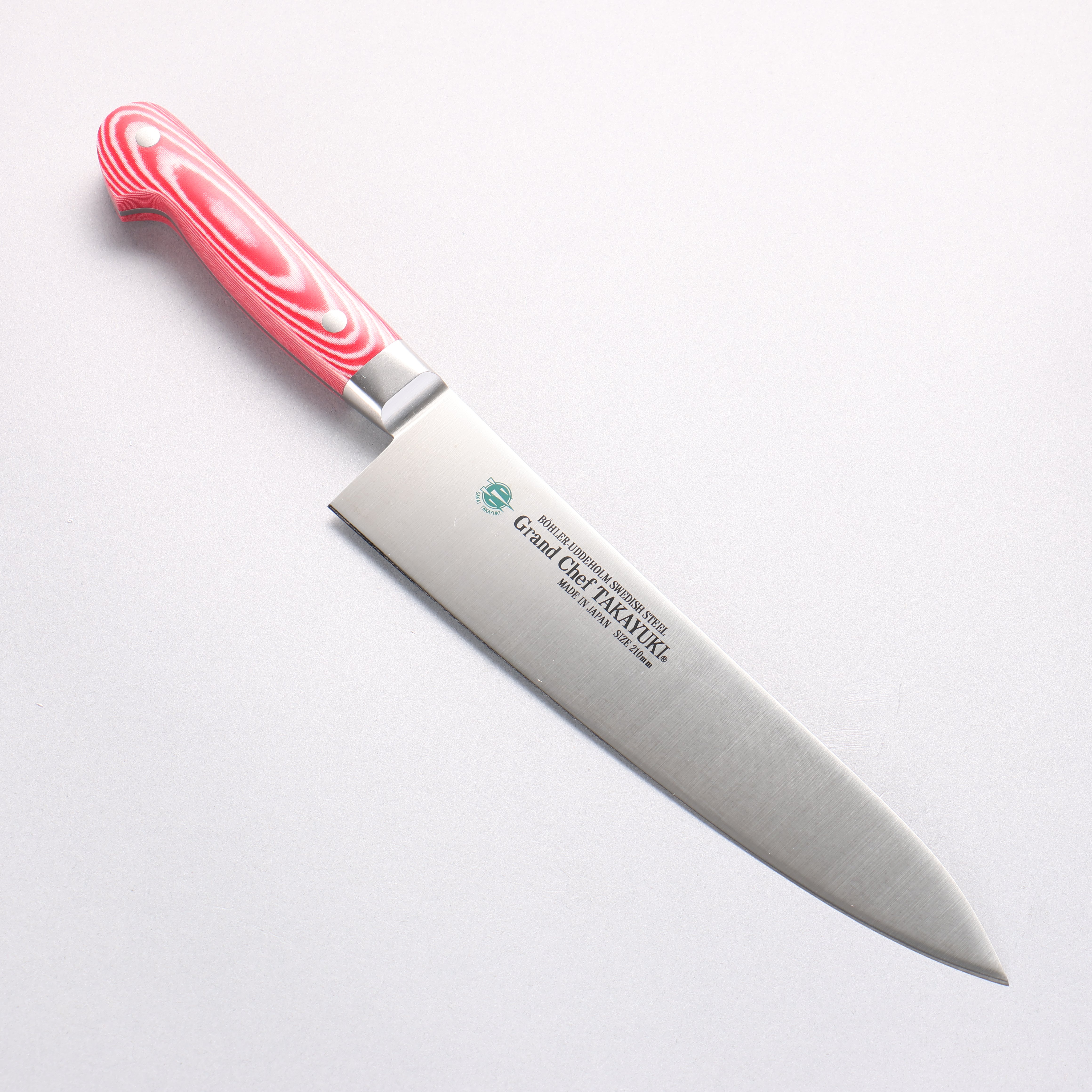 Sakai Takayuki Grand Chef Grand Chef Swedish Steel-stn Gyuto 210mm Red Micarta Handle - Japanny - Best Japanese Knife
