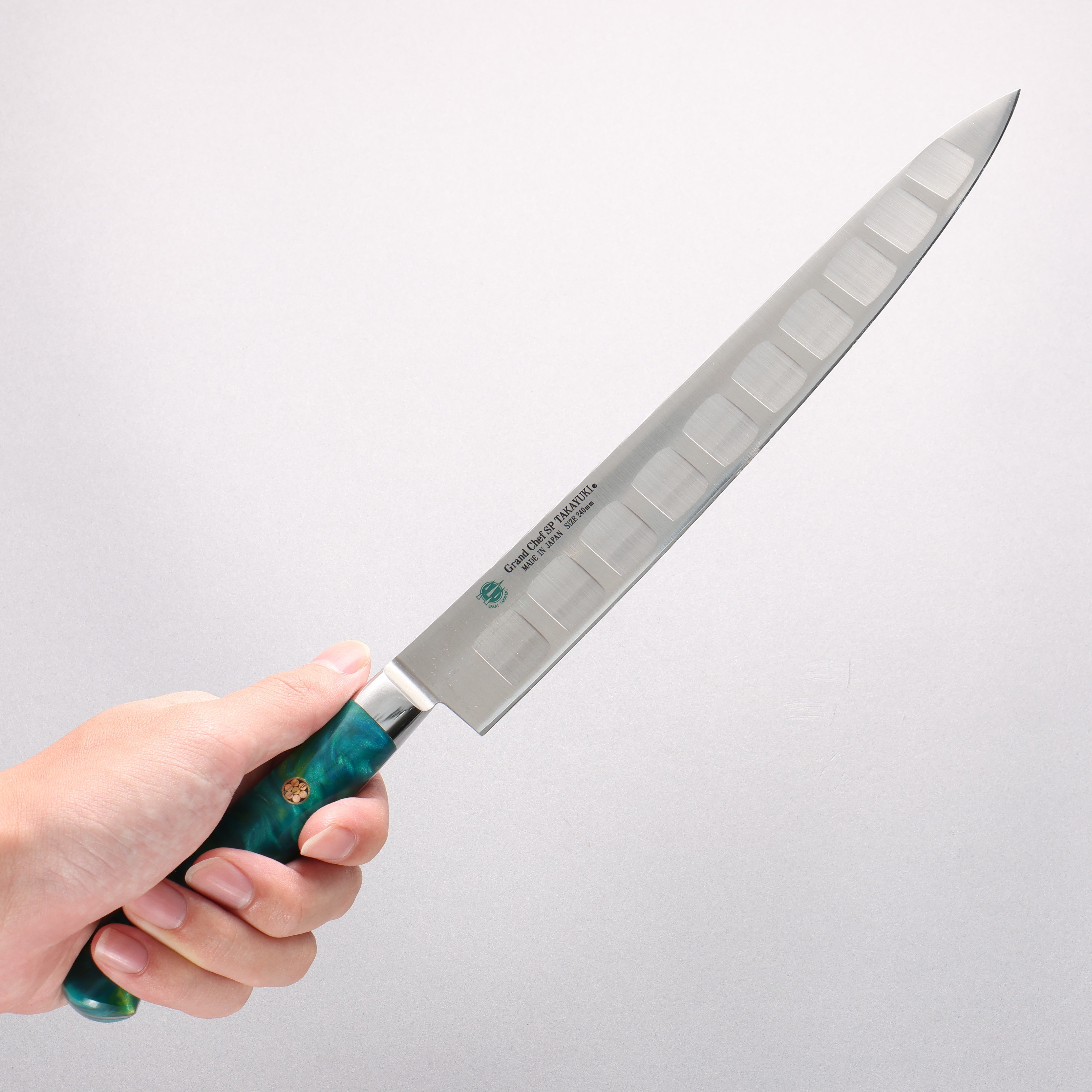 Sakai Takayuki Grand Chef SP Uddeholm Swedish stain-resistant steel Sujihiki Salmon 240mm SP Type III (Jungle) Handle - Japanny - Best Japanese Knife