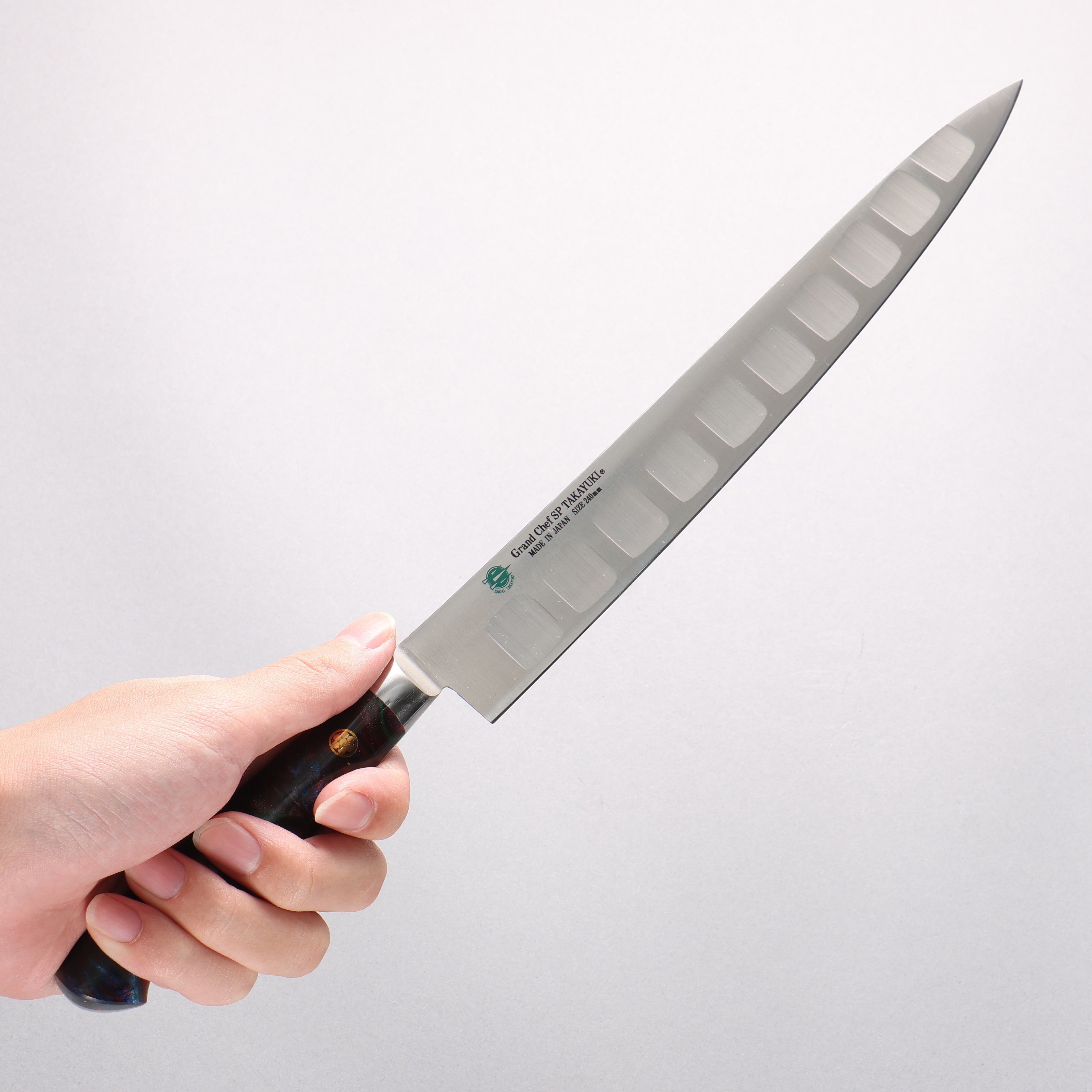 Sakai Takayuki Grand Chef SP Uddeholm Swedish stain-resistant steel Sujihiki Salmon 240mm SP Type III (Galaxy) Handle - Japanny - Best Japanese Knife