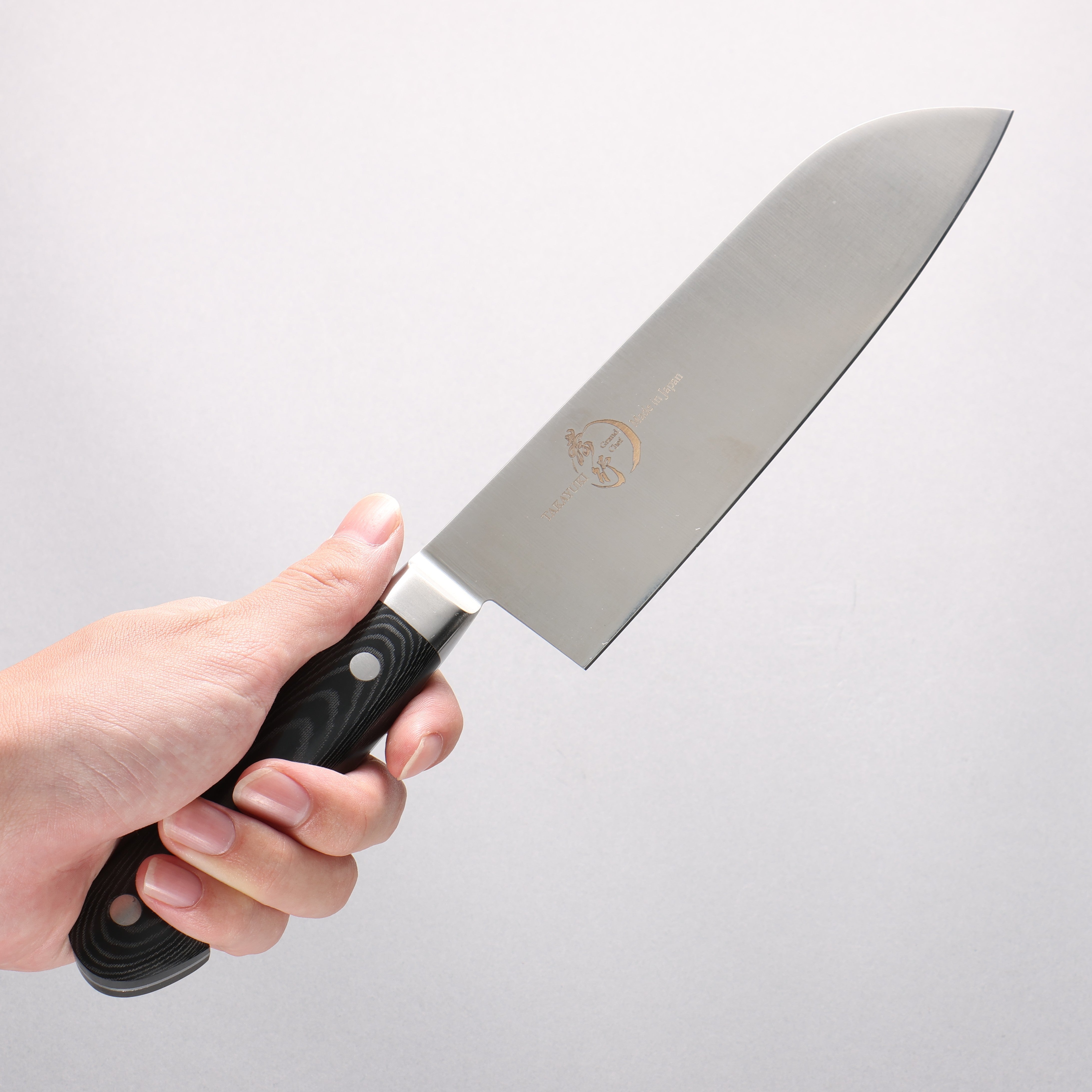 Sakai Takayuki Grand Chef Grand Chef Swedish Steel-stn Santoku 180mm Black Micarta Handle - Japanny - Best Japanese Knife