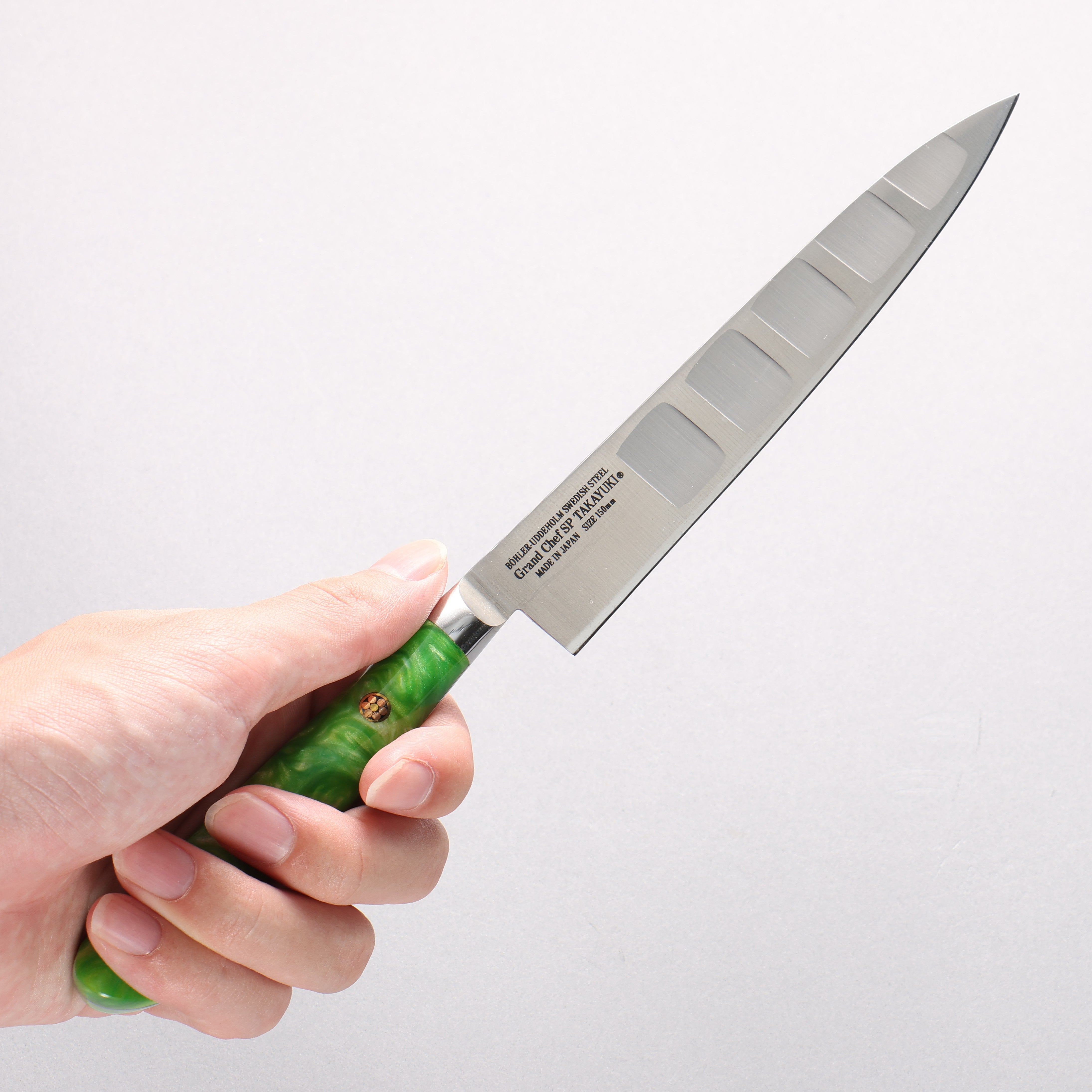 Sakai Takayuki Grand Chef SP Uddeholm Swedish stain-resistant steel Petty-Utility Salmon 150mm SP Type III (Jungle) Handle - Japanny - Best Japanese Knife