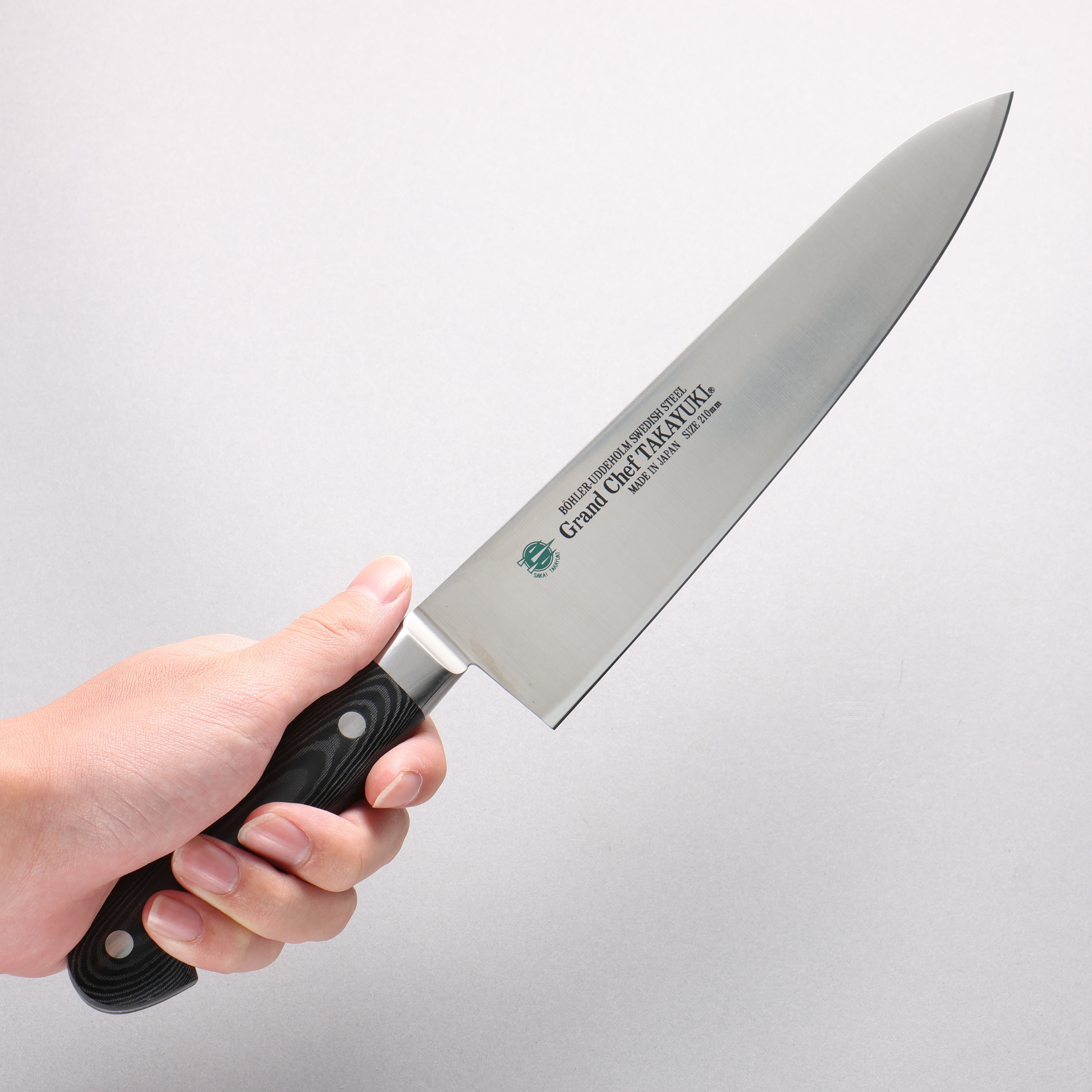 Sakai Takayuki Grand Chef Grand Chef Swedish Steel-stn Gyuto 210mm Black Micarta Handle - Japanny - Best Japanese Knife