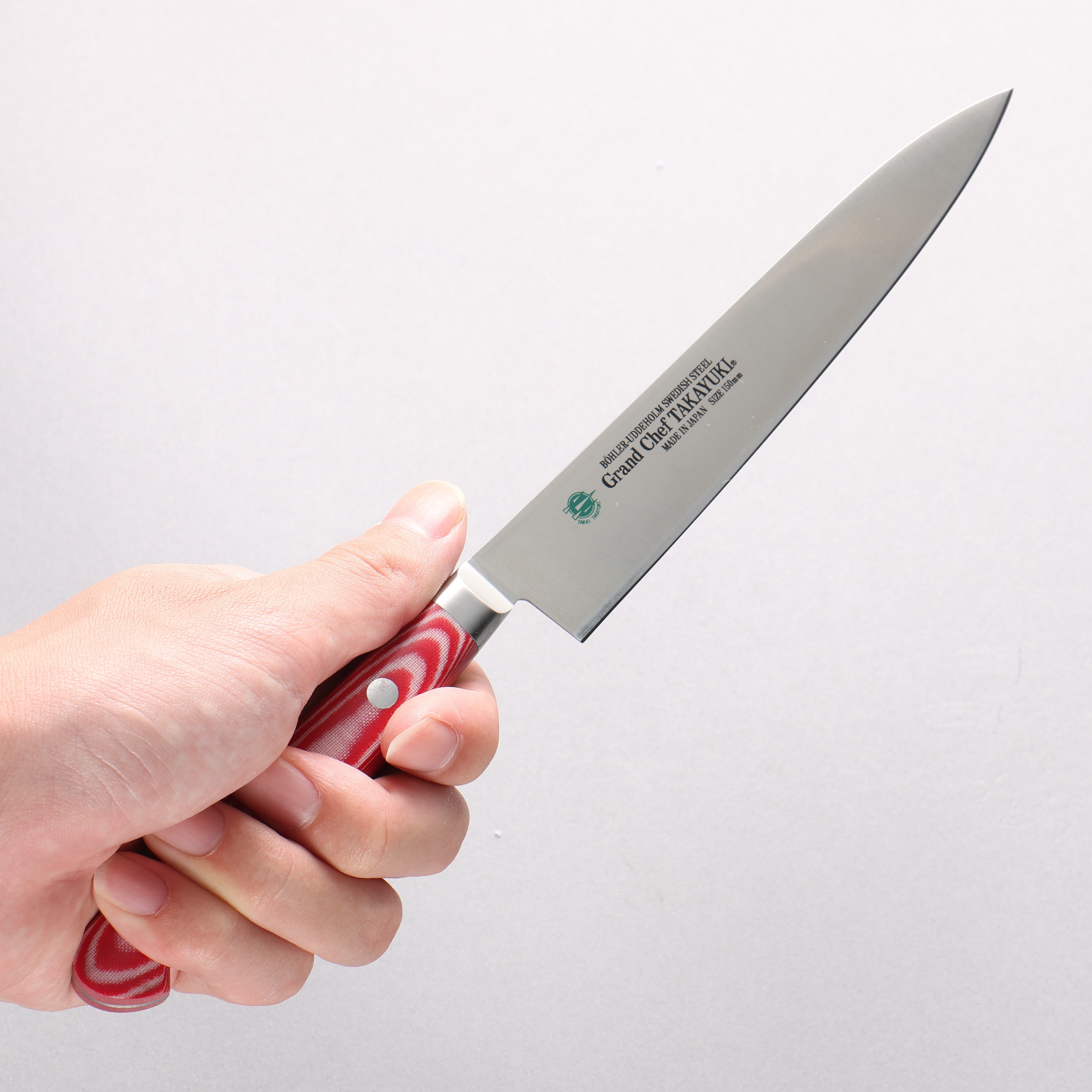 Sakai Takayuki Grand Chef Grand Chef Swedish Steel-stn Petty-Utility 150mm Red Micarta Handle - Japanny - Best Japanese Knife