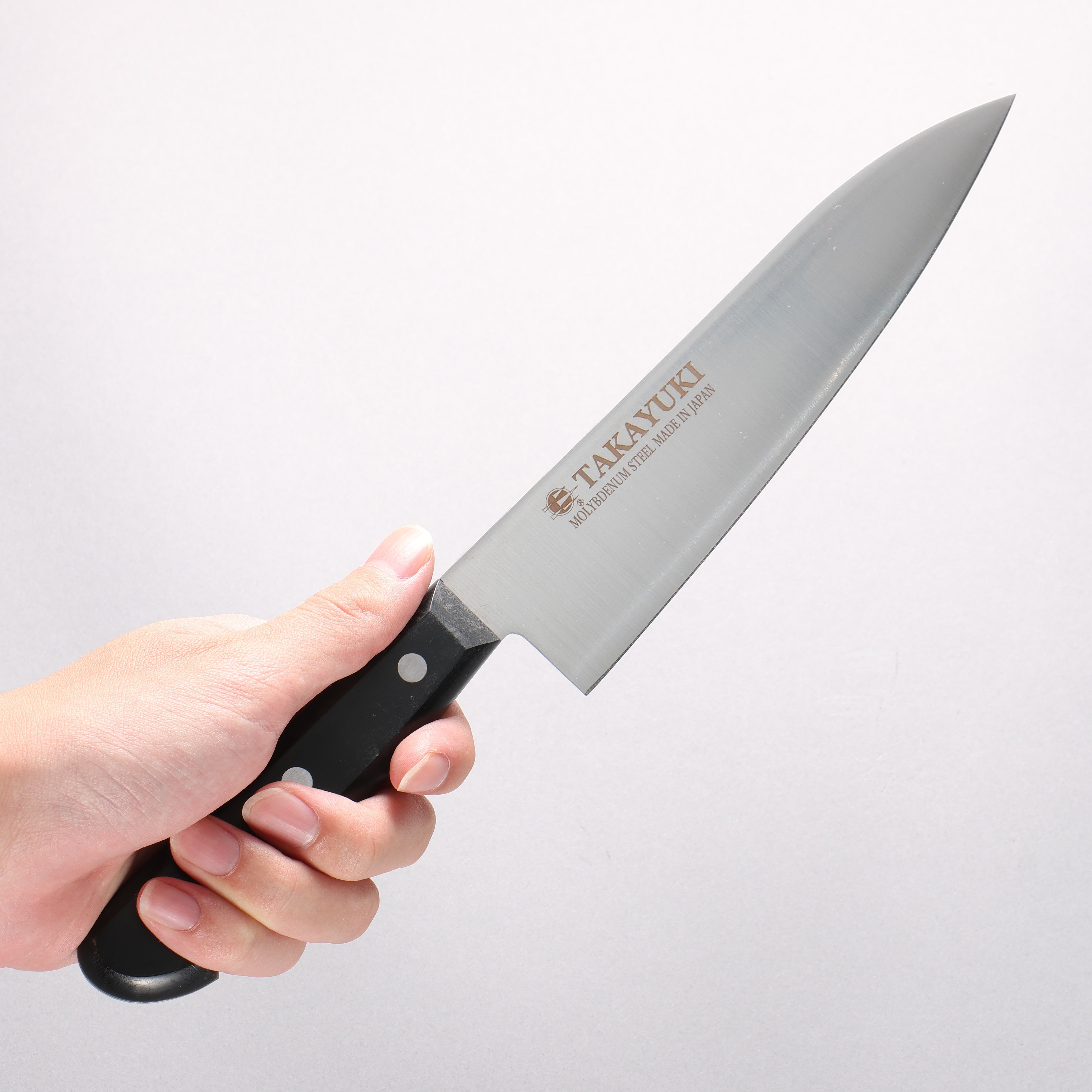 Sakai Takayuki Molybdenum Migaki Finished Gyuto 180mm Black PC(Plastic) Handle - Japanny - Best Japanese Knife