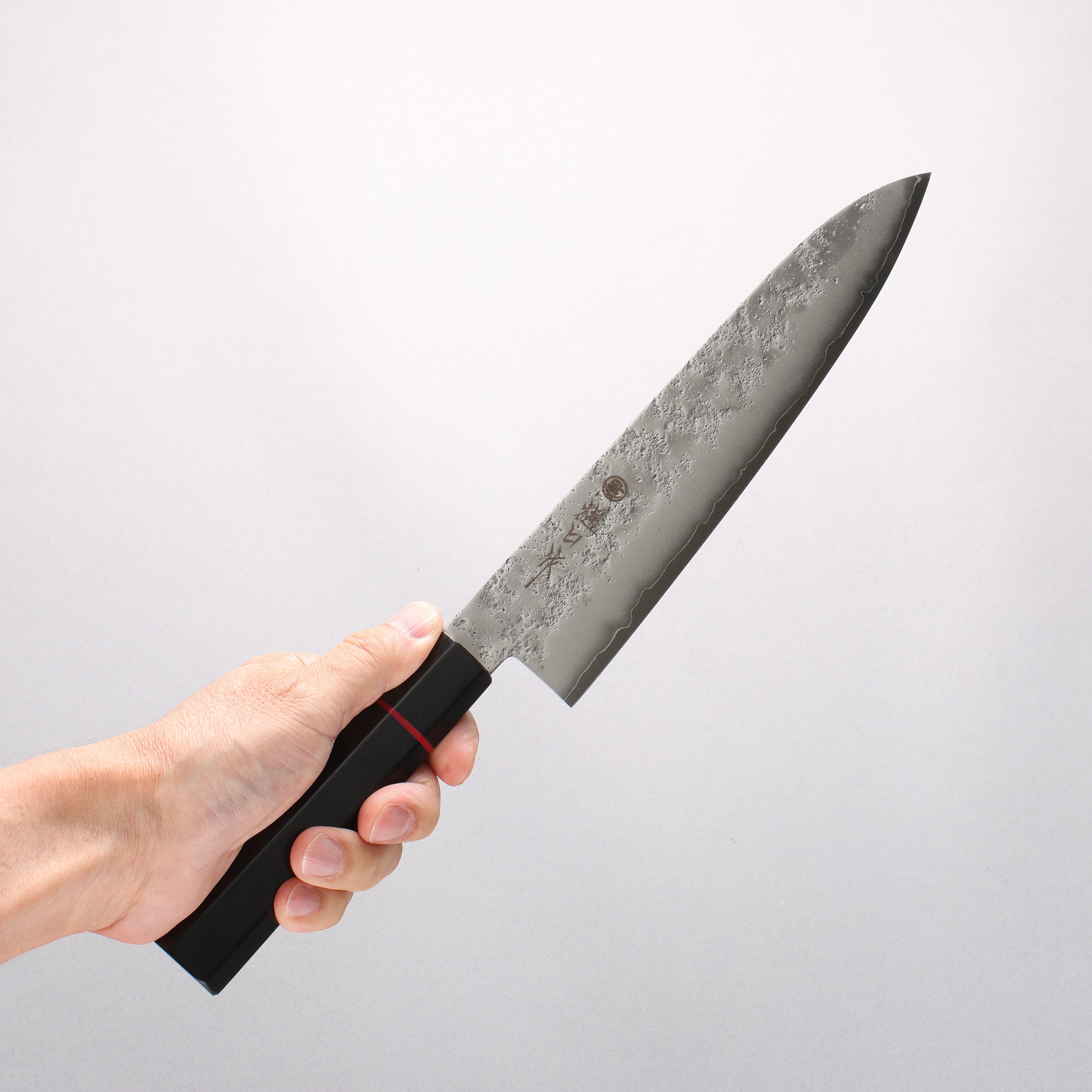 Higuchi Silver Steel No.3 Nashiji Gyuto 210mm Black Pakka wood Handle - Japanny - Best Japanese Knife