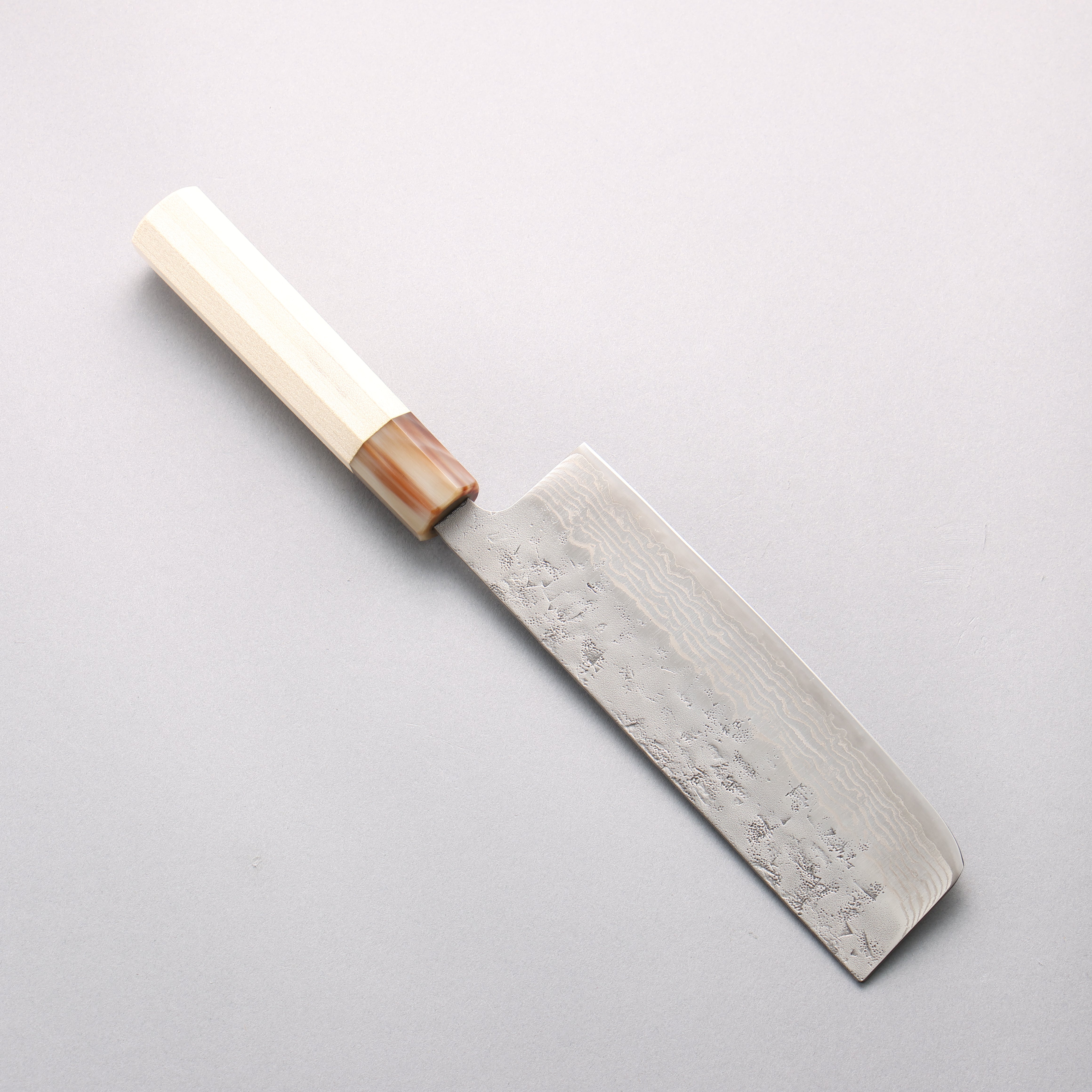 Seisuke Swedish Steel-stn Damascus Washiji Nakiri 165mm Magnolia Handle - Japanny - Best Japanese Knife