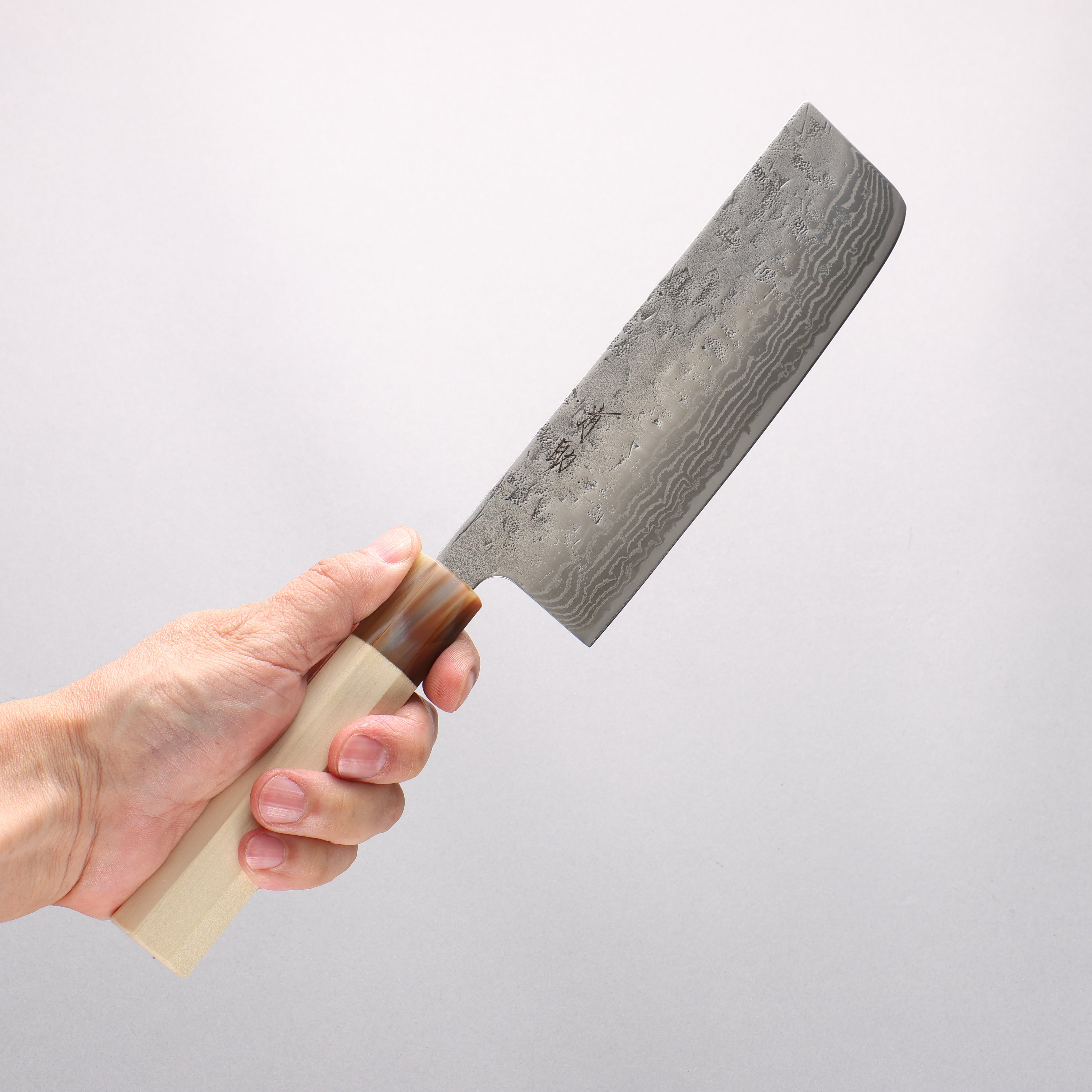 Seisuke Swedish Steel-stn Damascus Washiji Nakiri 165mm Magnolia Handle - Japanny - Best Japanese Knife