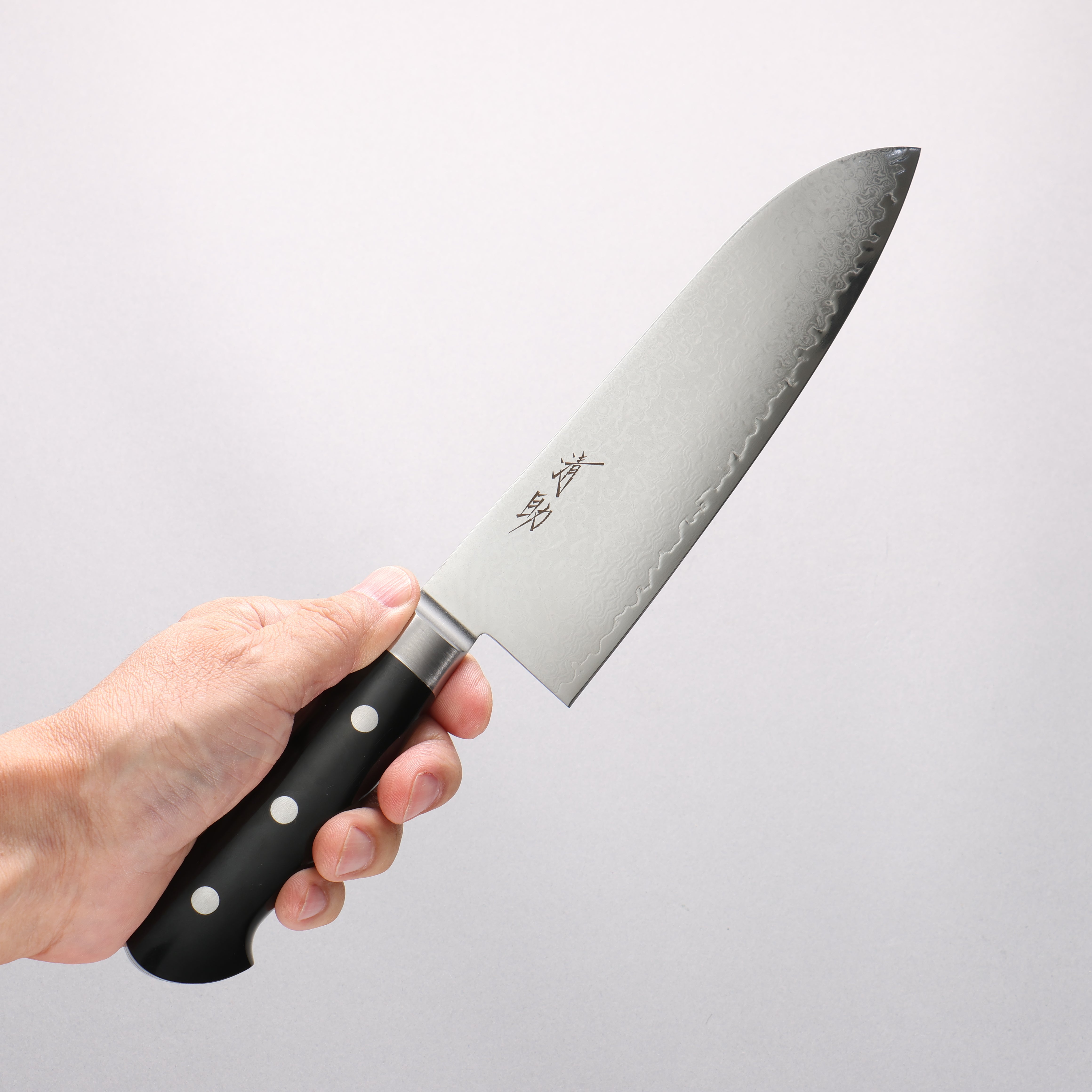 Seisuke VG10 33 Layer Damascus Santoku 180mm Black Micarta Handle - Japanny - Best Japanese Knife