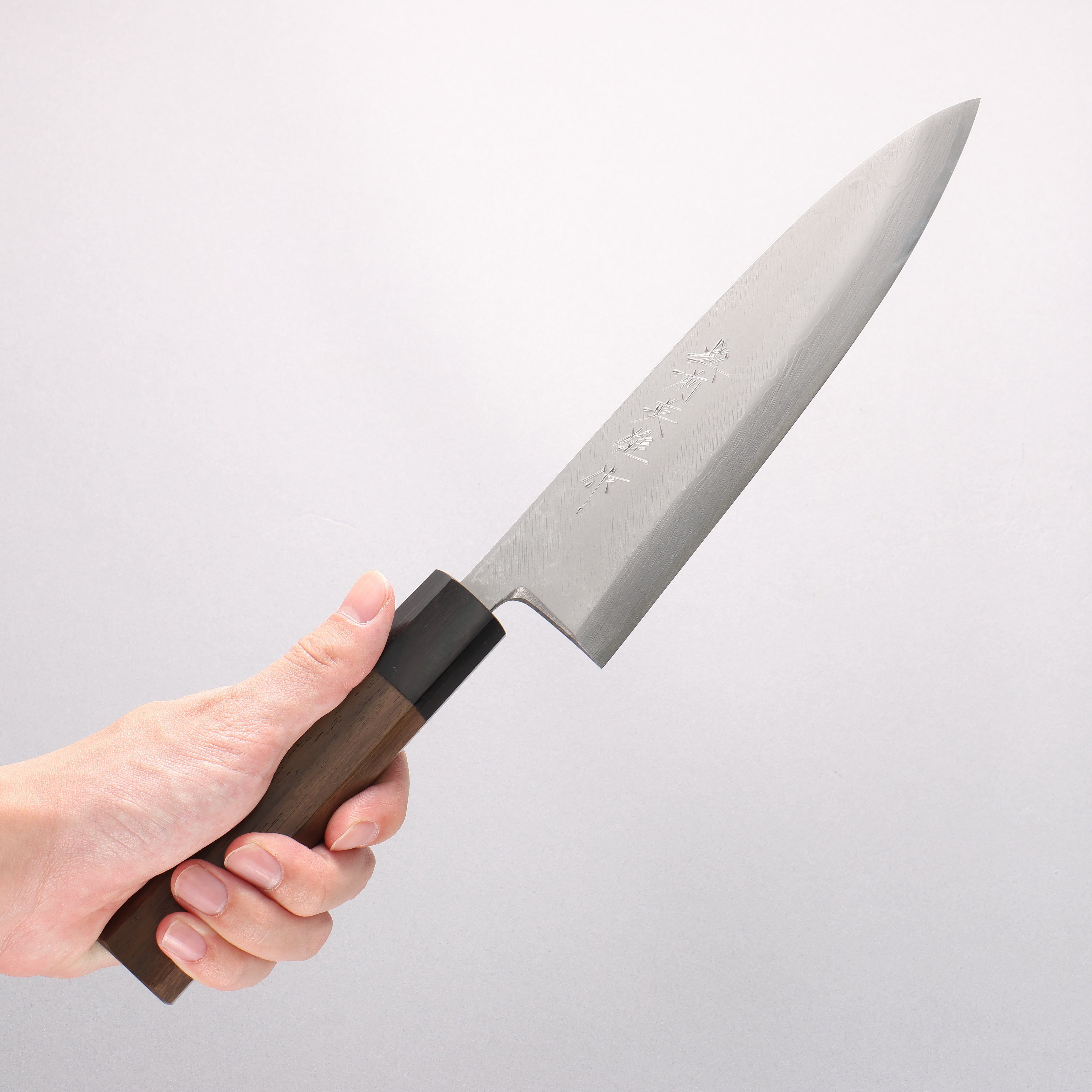 Hideo Kitaoka White Steel No.2 Damascus Mioroshi Deba 210mm Shitan Handle - Japanny - Best Japanese Knife