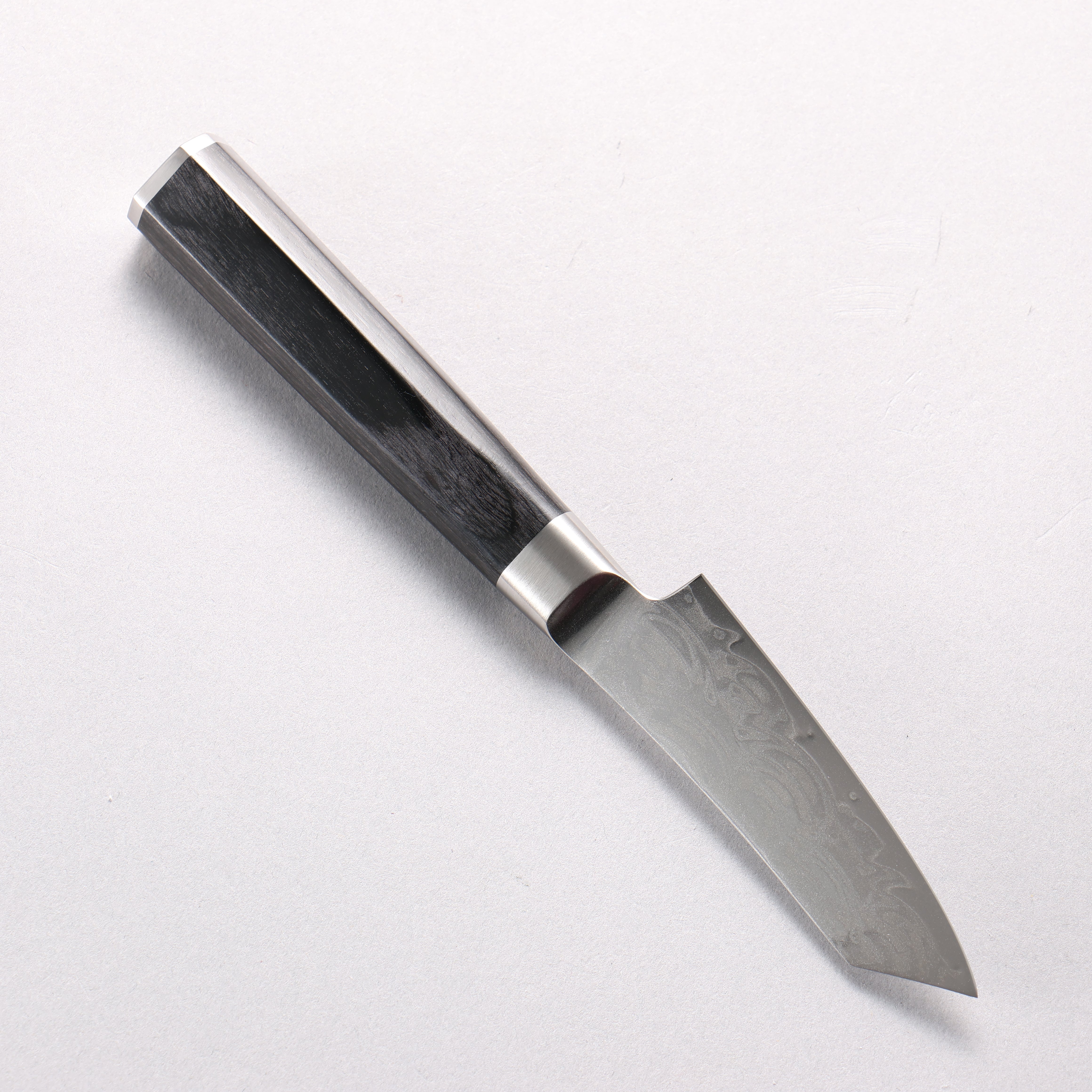 Sakai Takayuki Seigaiha (Blue Ocean Wave) Böhler SP Steel 45 Layer Damascus Migaki Finished Kengata Paring 80mm Black Pakka wood Handle - Japanny - Best Japanese Knife