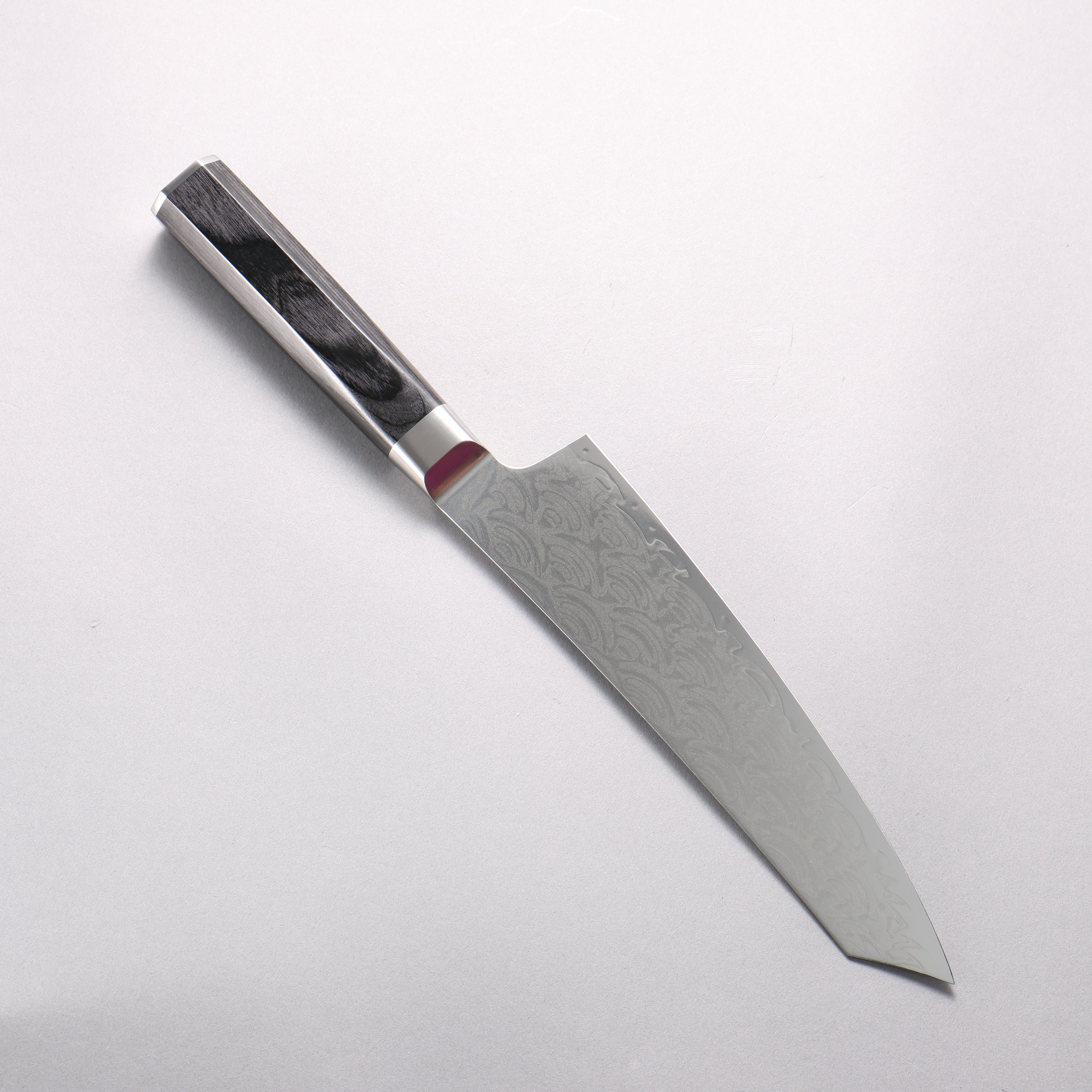Sakai Takayuki Seigaiha (Blue Ocean Wave) Böhler SP Steel 45 Layer Damascus Migaki Finished Kengata Gyuto 190mm Black Pakka wood Handle - Japanny - Best Japanese Knife