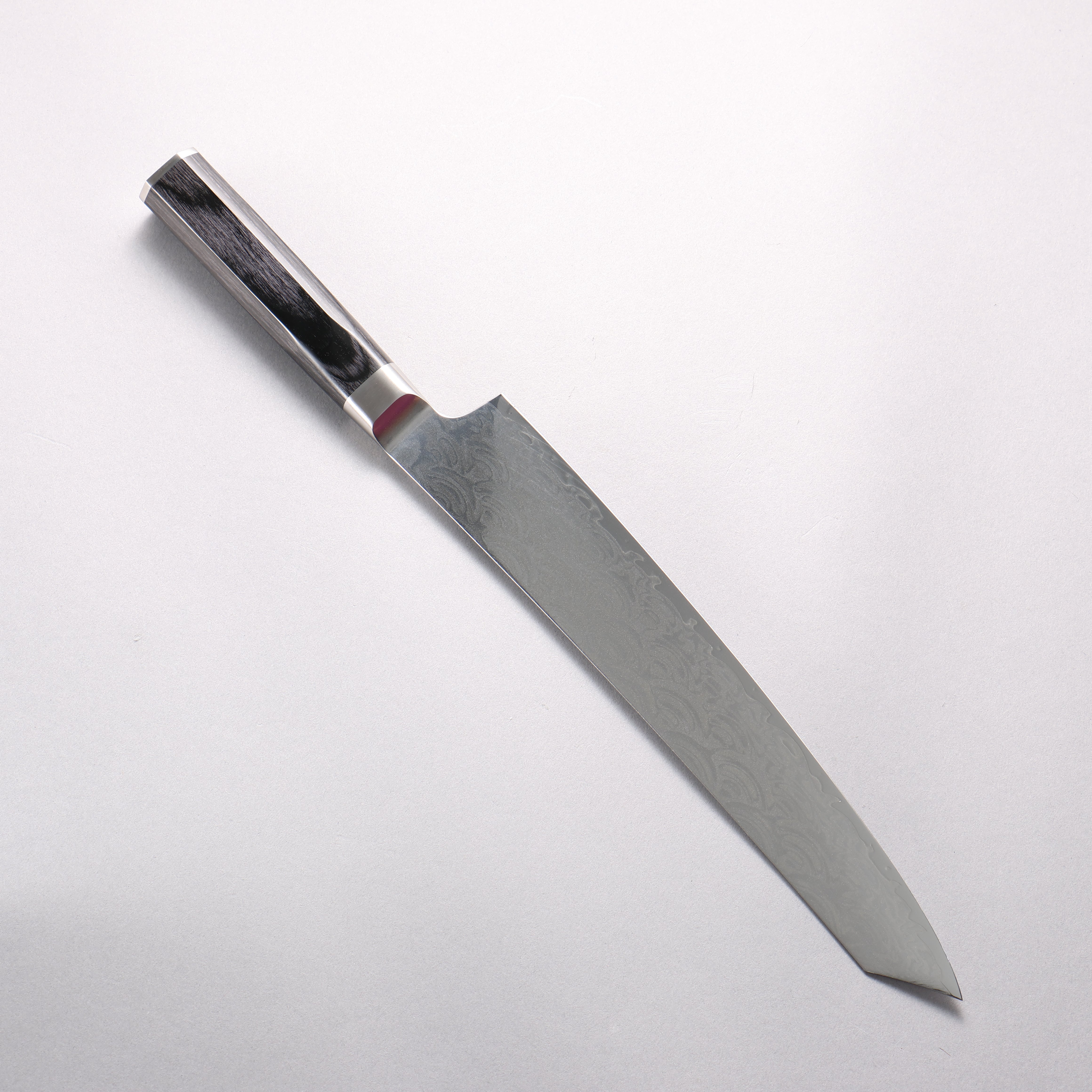 Sakai Takayuki Seigaiha (Blue Ocean Wave) Böhler SP Steel 45 Layer Damascus Migaki Finished Kengata Sujihiki 240mm Black Pakka wood Handle - Japanny - Best Japanese Knife