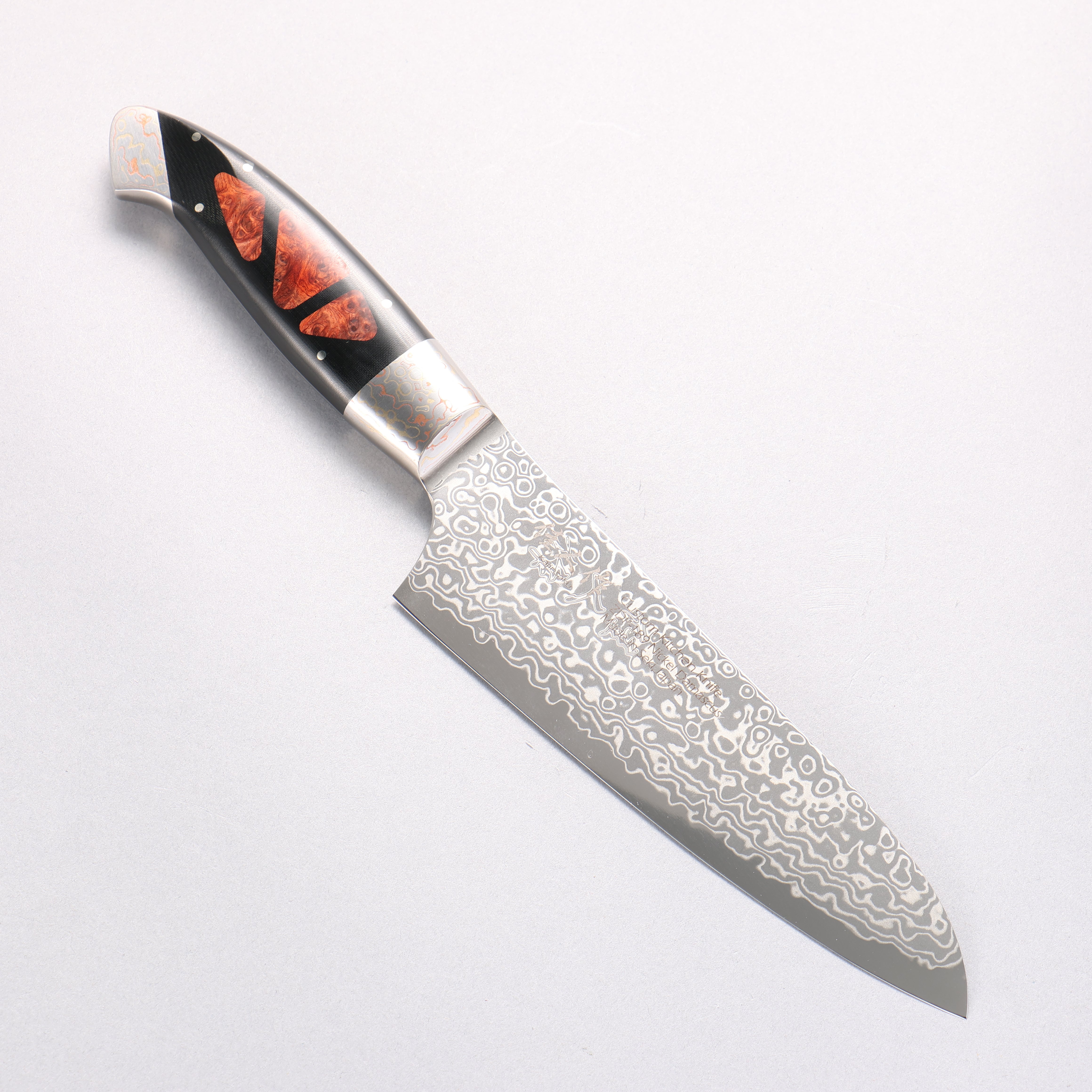 Kajin ZDP189 Damascus Migaki Finished Santoku 165mm Abalone Inlay Handle - Japanny - Best Japanese Knife