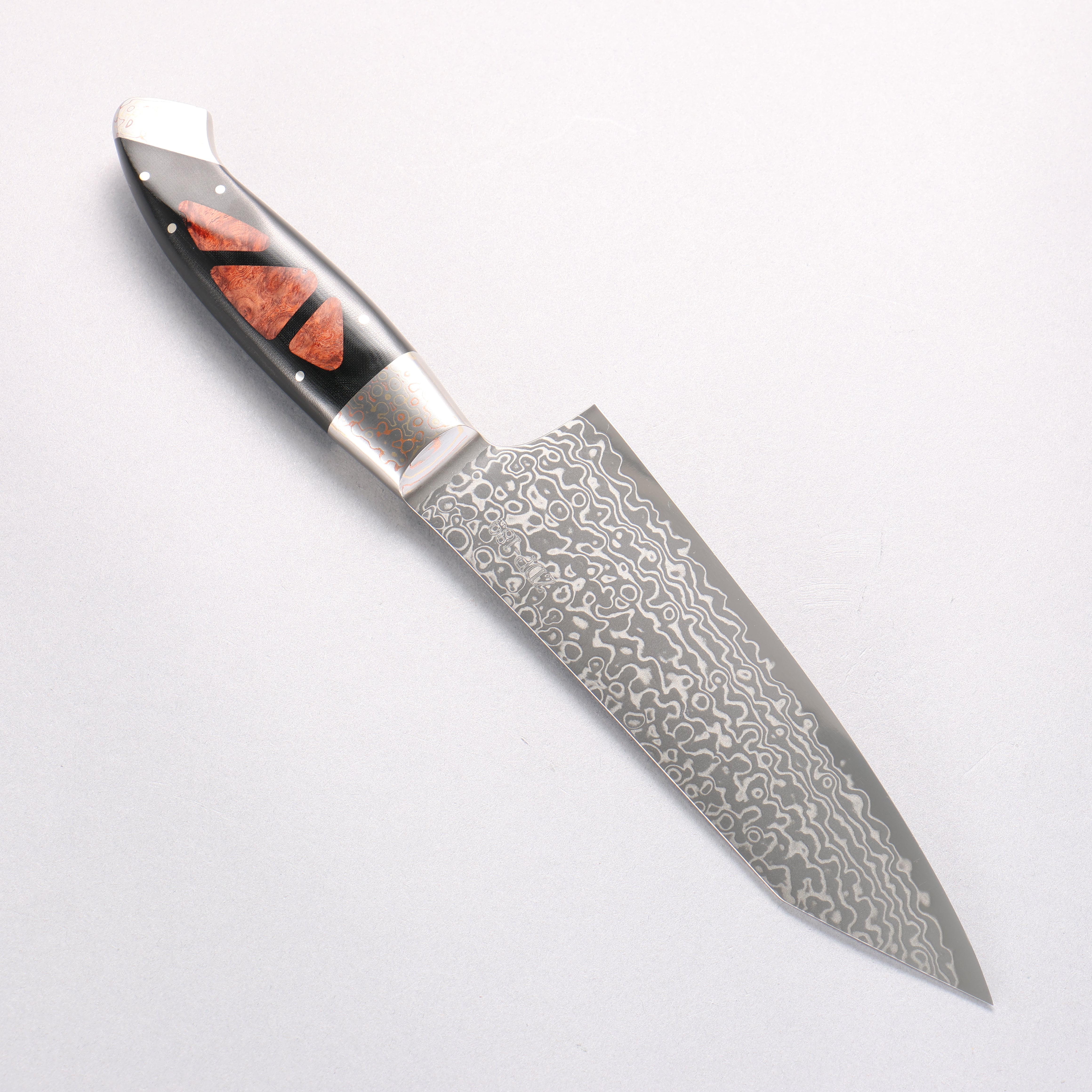 Kajin ZDP189 Damascus Migaki Finished Kiritsuke Santoku 165mm Chinese Quince Burl Inlay Handle - Japanny - Best Japanese Knife
