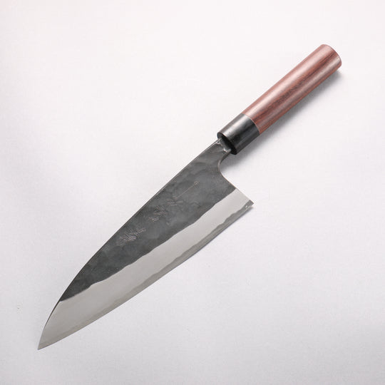Nao Yamamoto White Steel No.2 Kurouchi Double-sided Deba 210mm Rosewood (Ferrule: Black Pakka Wood) Handle - Japanny - Best Japanese Knife