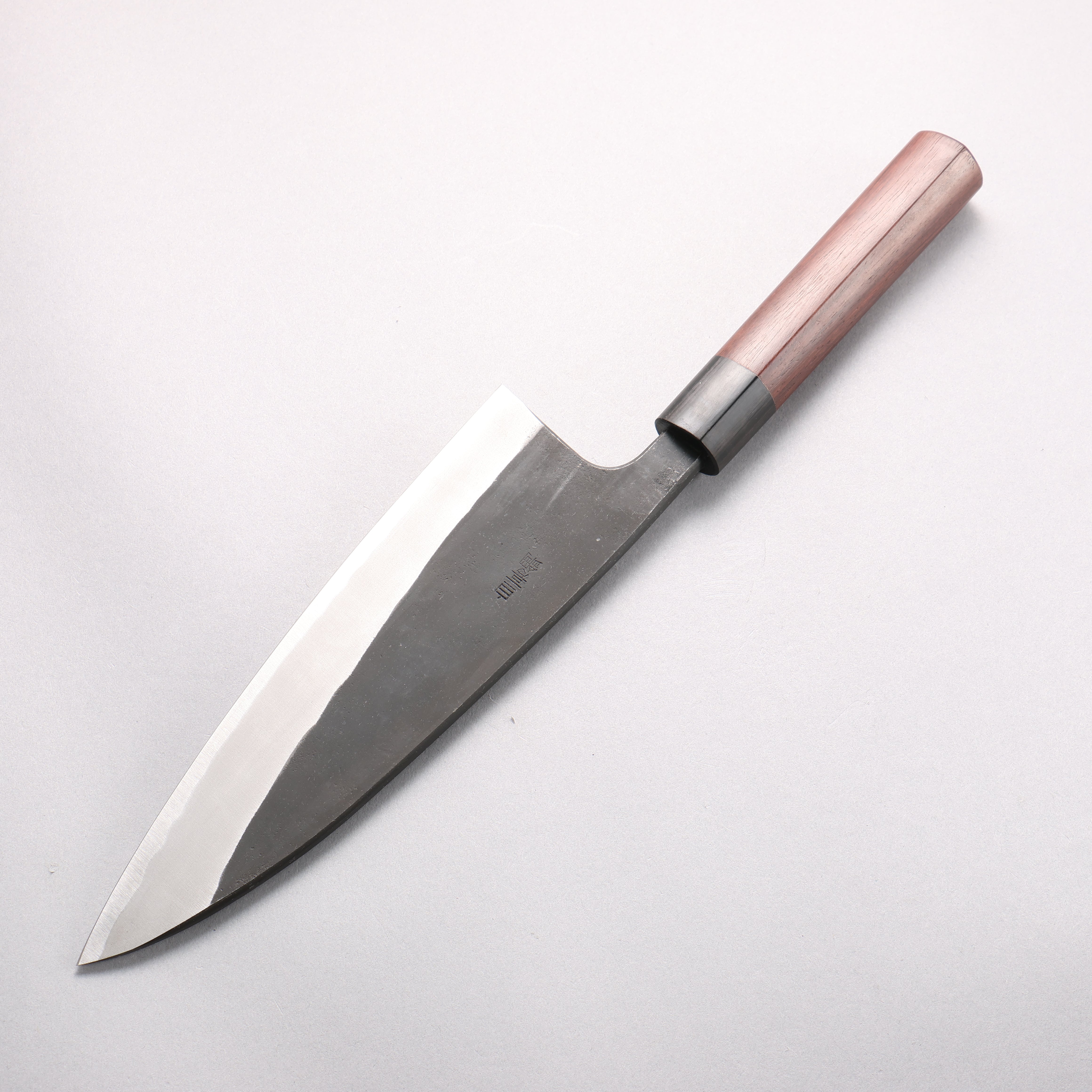 Nao Yamamoto White Steel No.2 Kurouchi Double-sided Deba 210mm Rosewood (Ferrule: Black Pakka Wood) Handle - Japanny - Best Japanese Knife