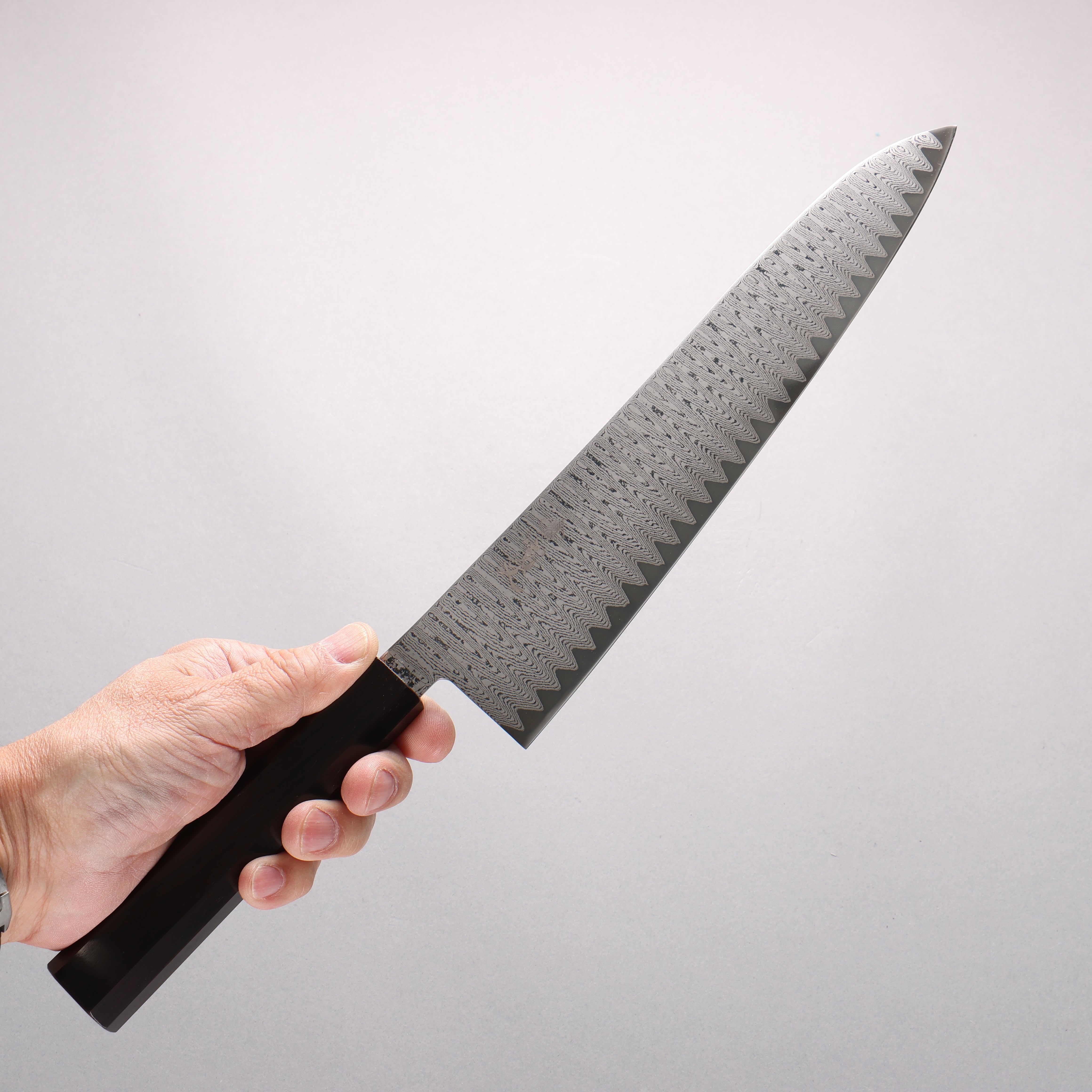 Kanjyo VG10 Damascus Ladder Pattern Gyuto 240mm Ebony Wood Handle - Japanny - Best Japanese Knife