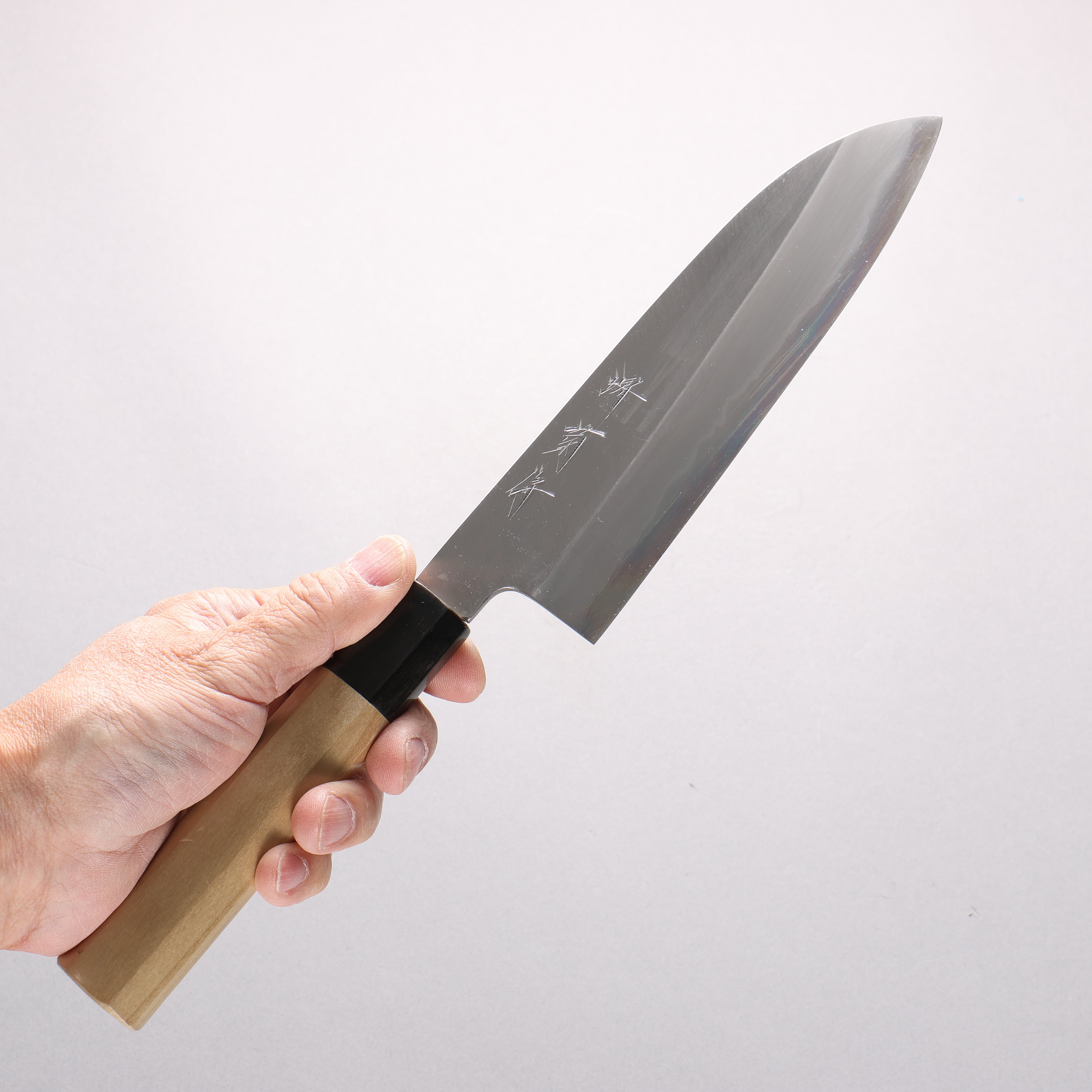 Sakai Kikumori White Steel No.1 Santoku 180mm Magnolia (Ferrule: Water Buffalo Horn) Handle - Japanny - Best Japanese Knife