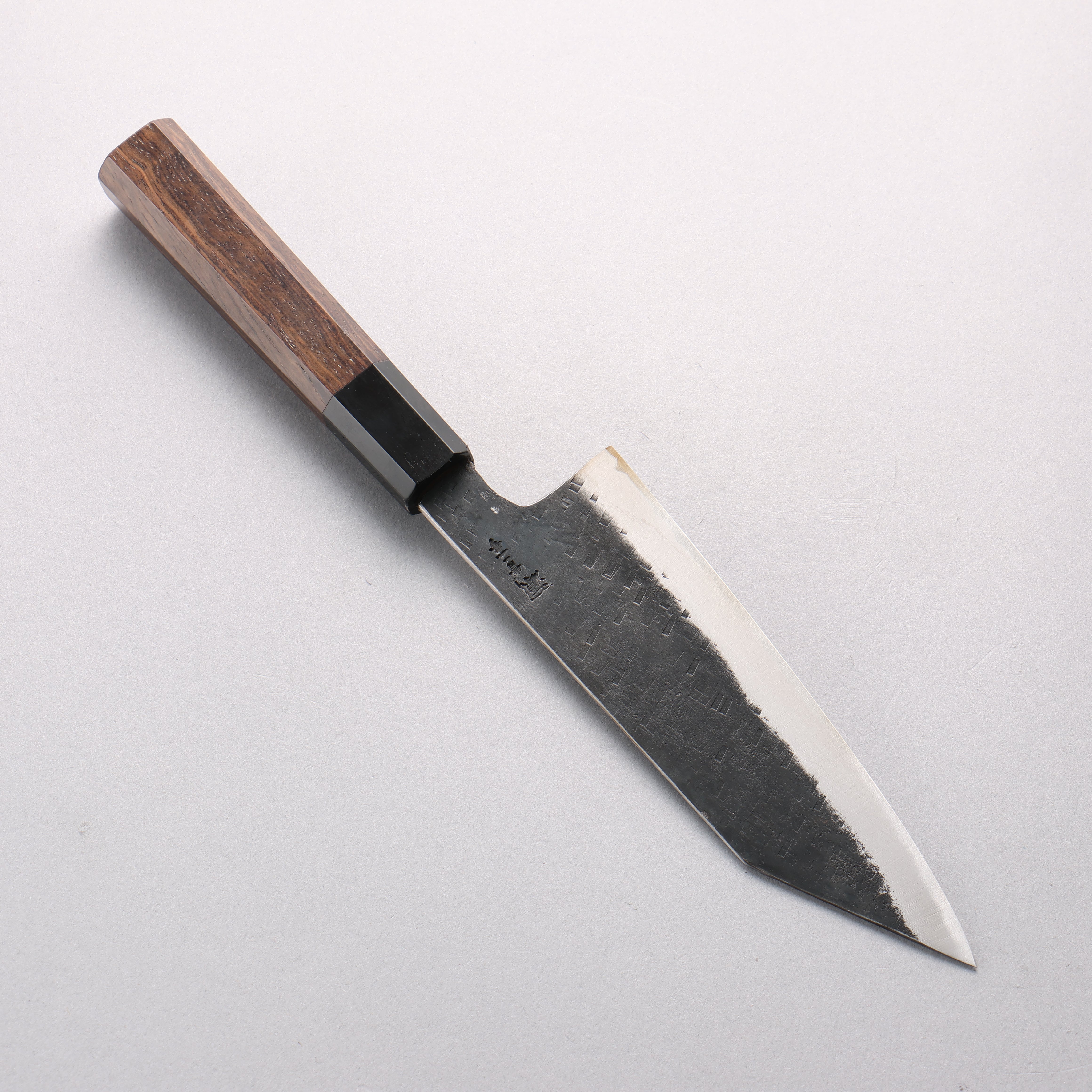 Shigeki Tanaka TEKKA Blue Steel No.2 Kurouchi Hammered(square) Kiritsuke Santoku 165mm Walnut Handle - Japanny - Best Japanese Knife