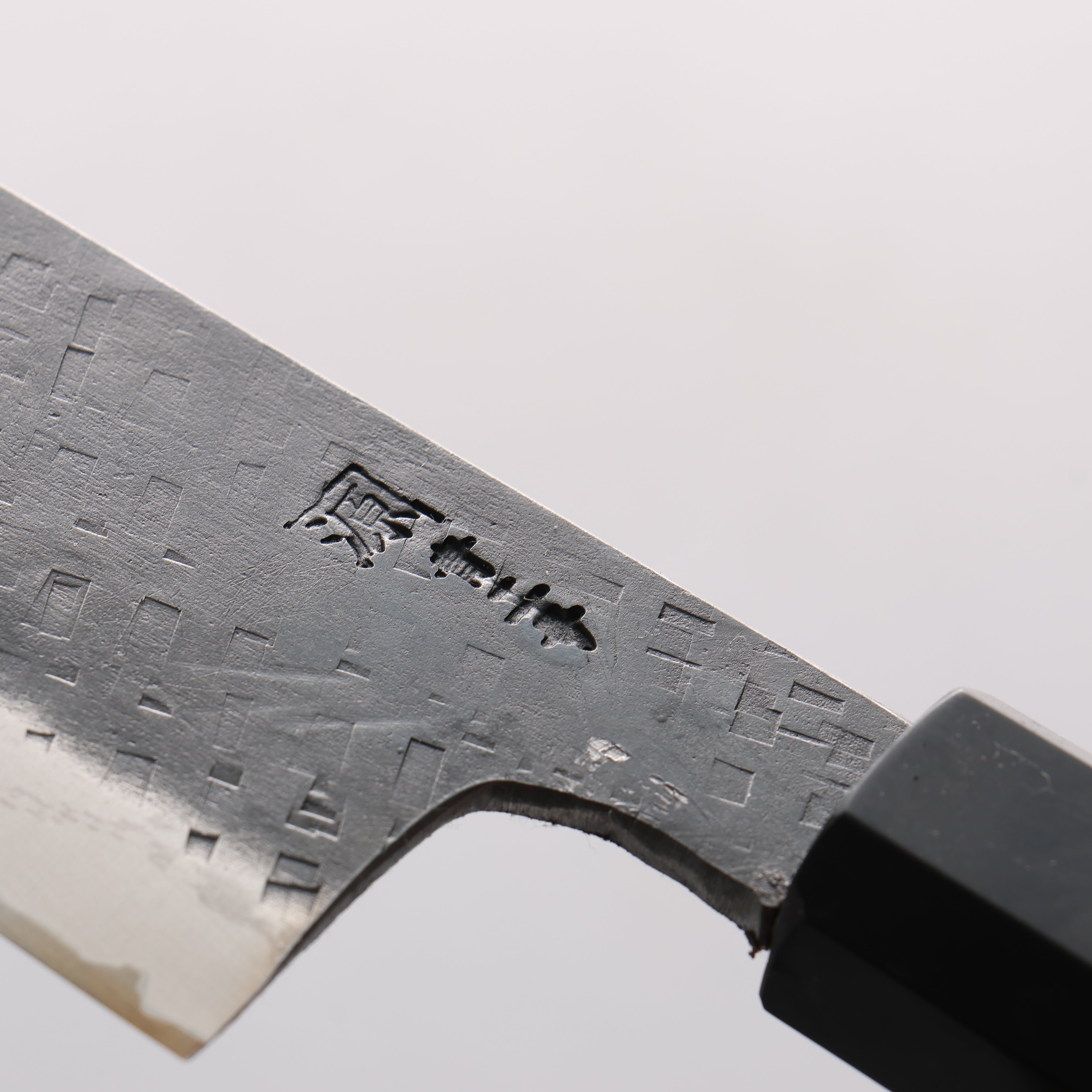 Shigeki Tanaka TEKKA Blue Steel No.2 Kurouchi Hammered(square) Kiritsuke Santoku 165mm Walnut Handle - Japanny - Best Japanese Knife