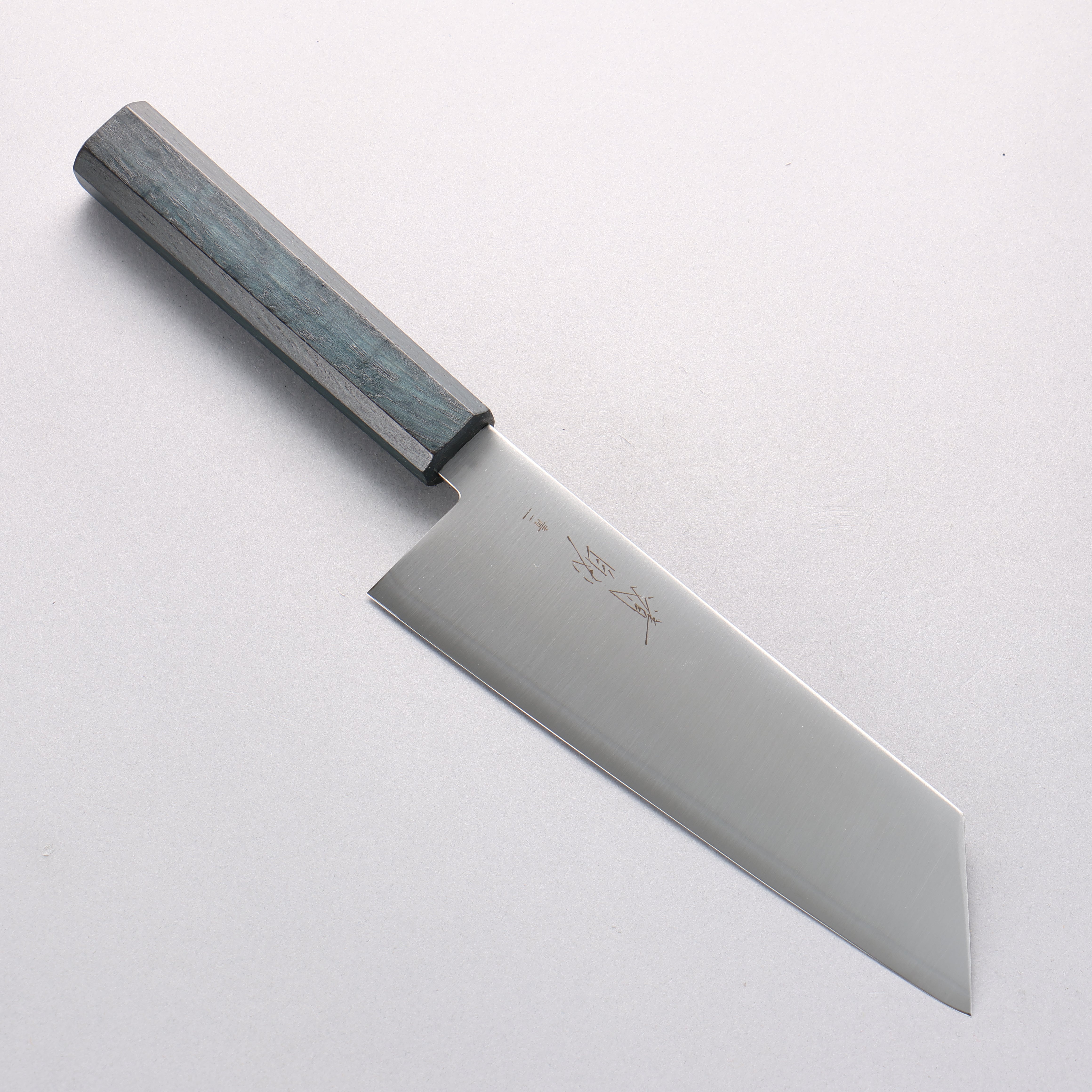 Seisuke Blue Steel No.2 Kiritsuke Santoku (wide) 180mm Oak (Indigo Dyed) Handle - Japanny - Best Japanese Knife